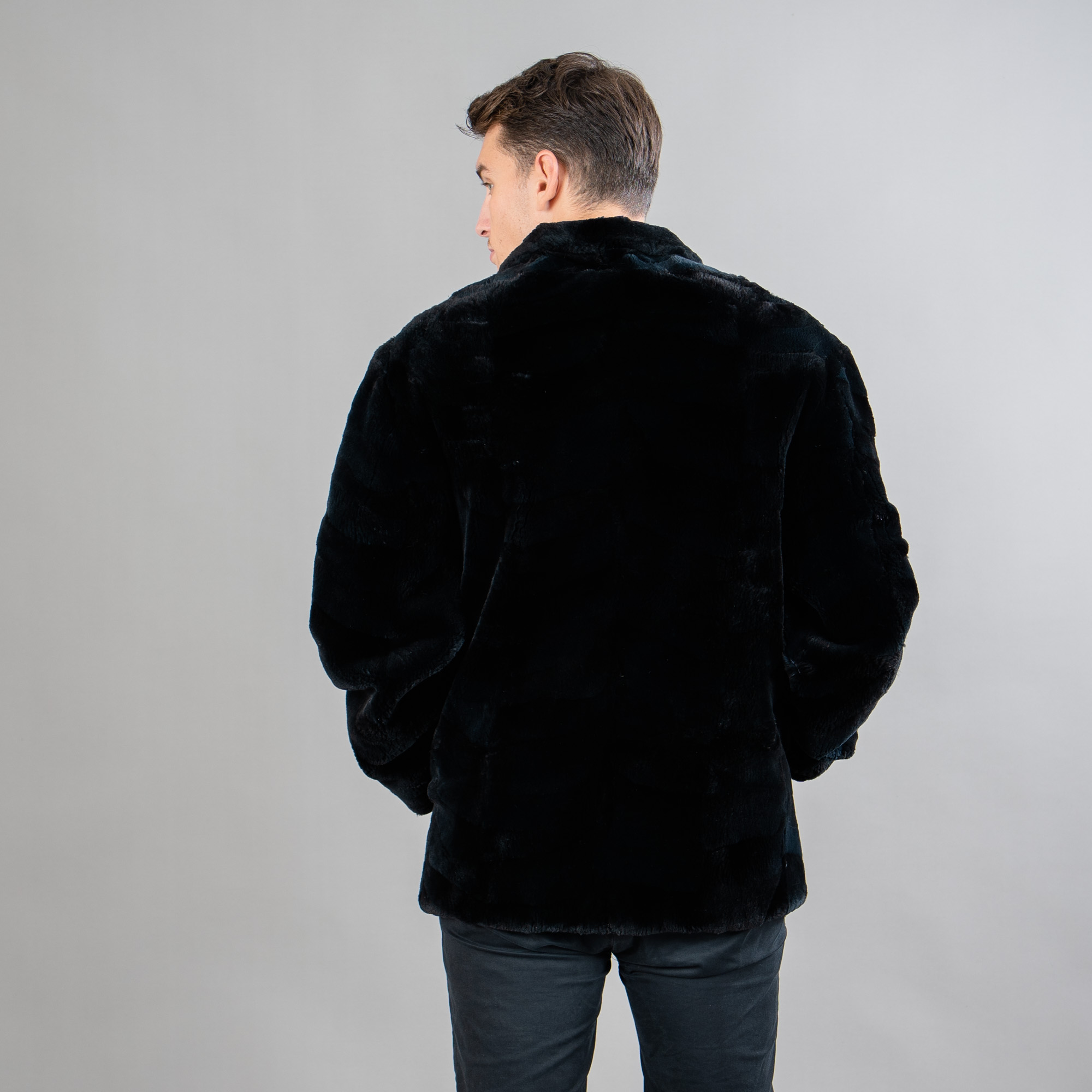 Beaver fur jacket in black color
