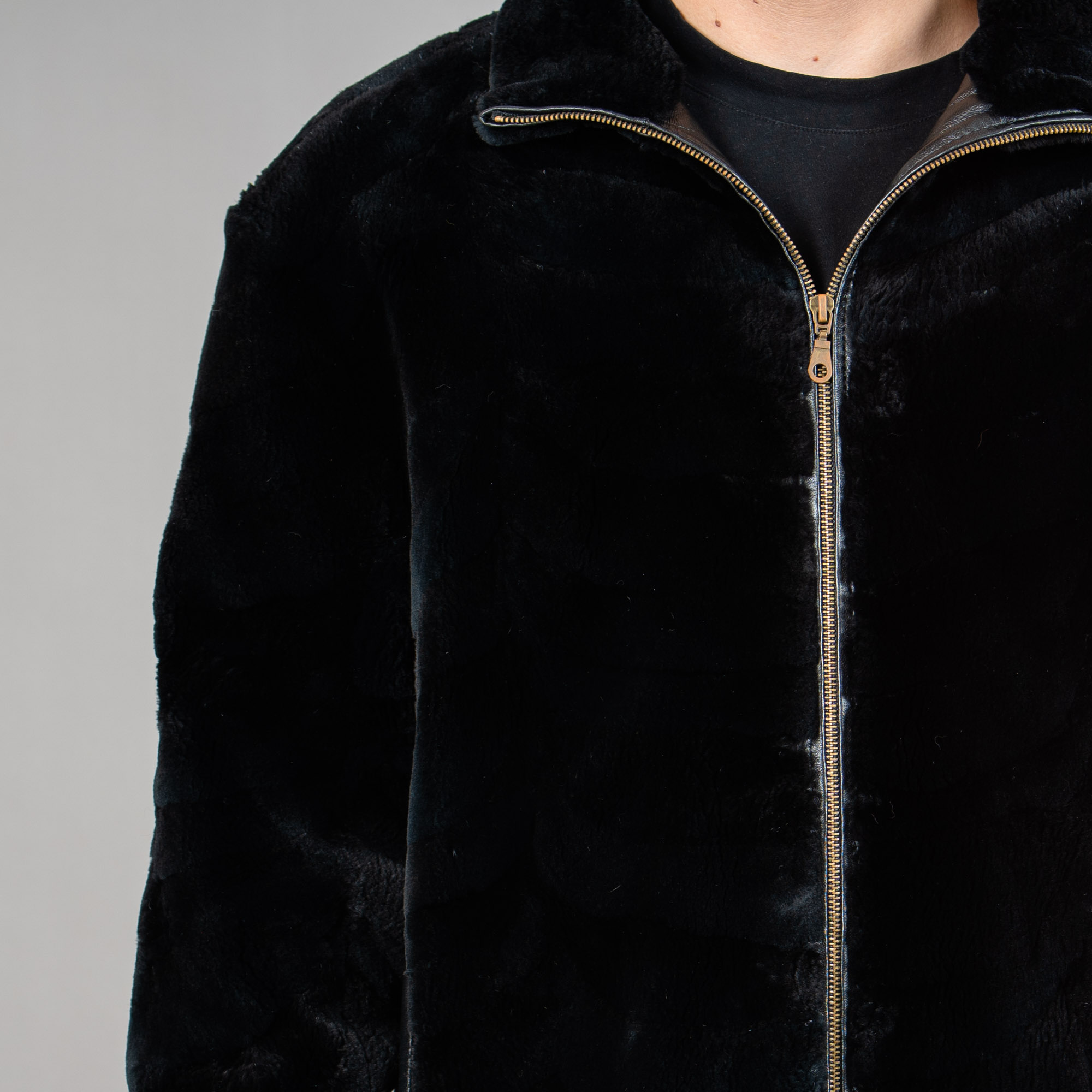 Beaver fur jacket in black color