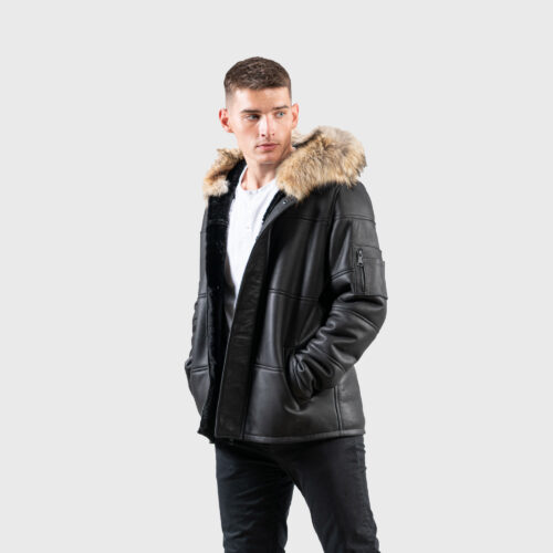 hooded sheepskin jacket