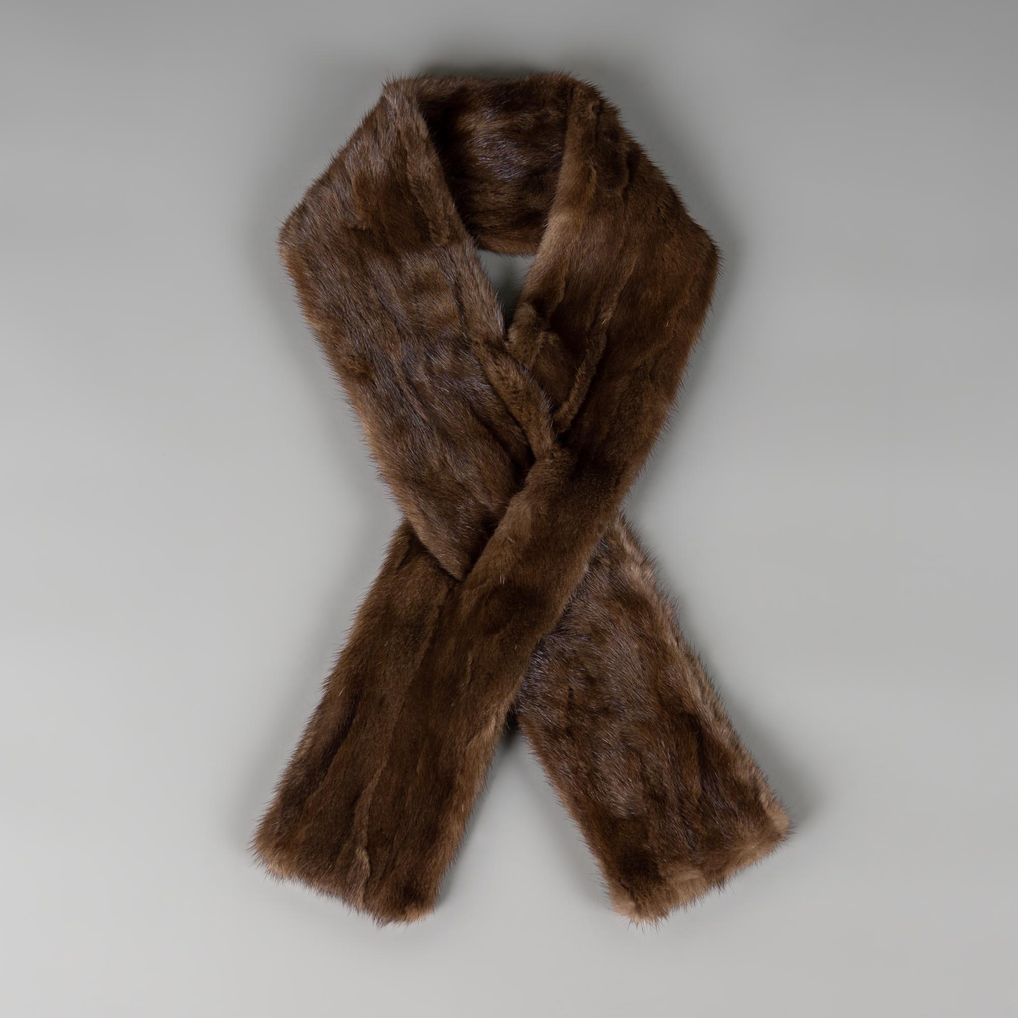 Brown mink fur scarf