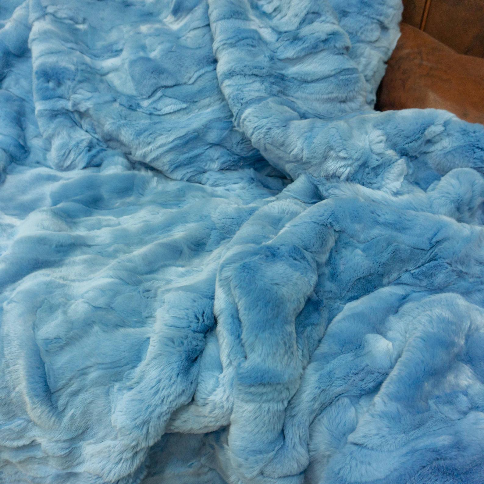 blue rabbit fur blanket-throw