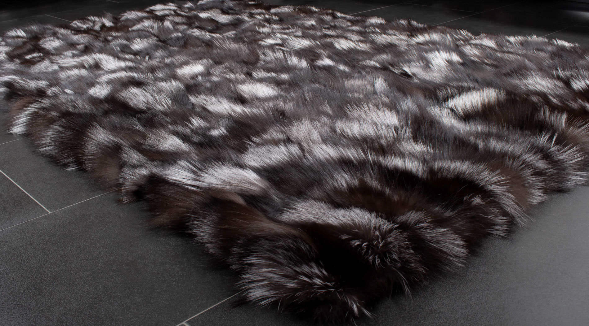 silver fox fur rug