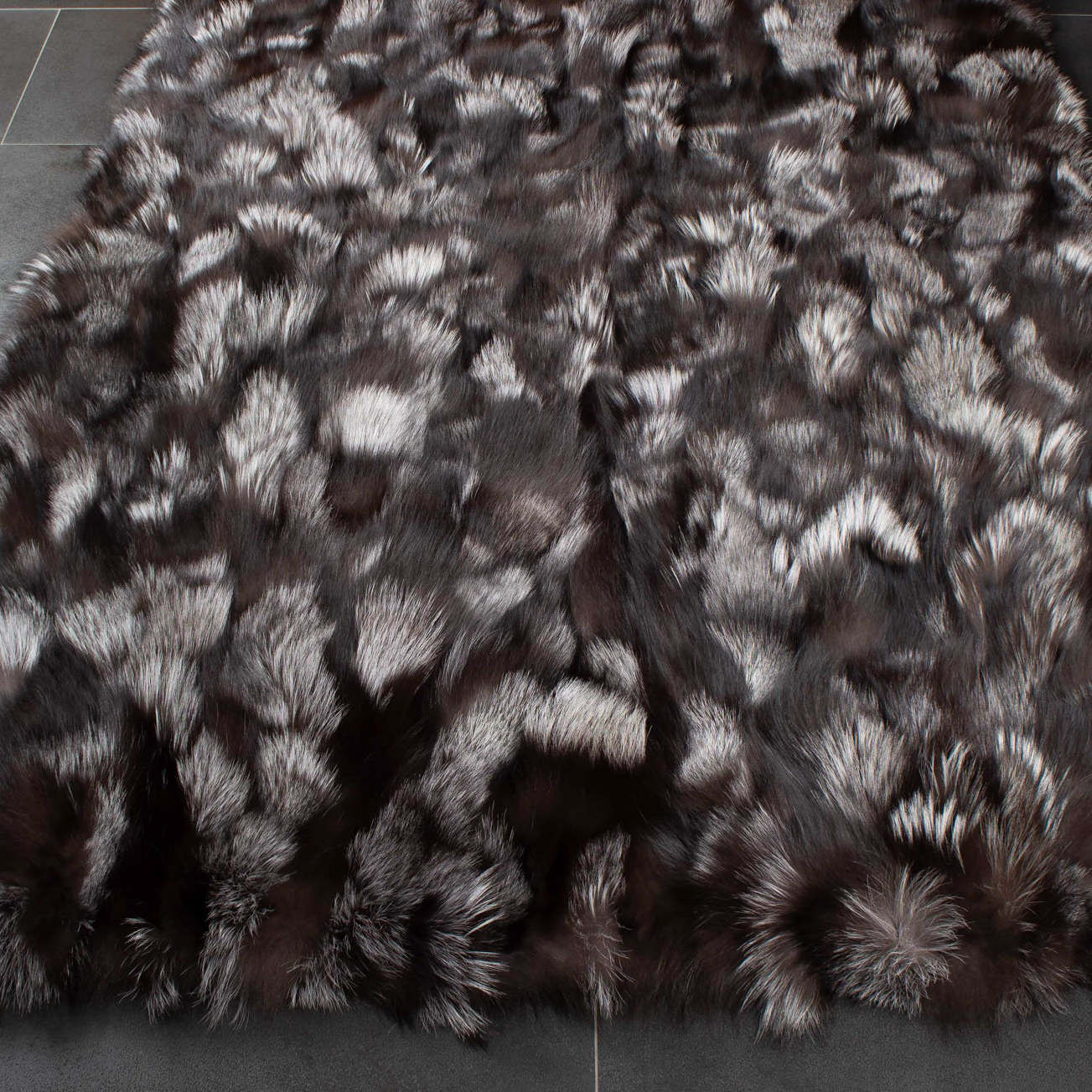 silver fox fur rug