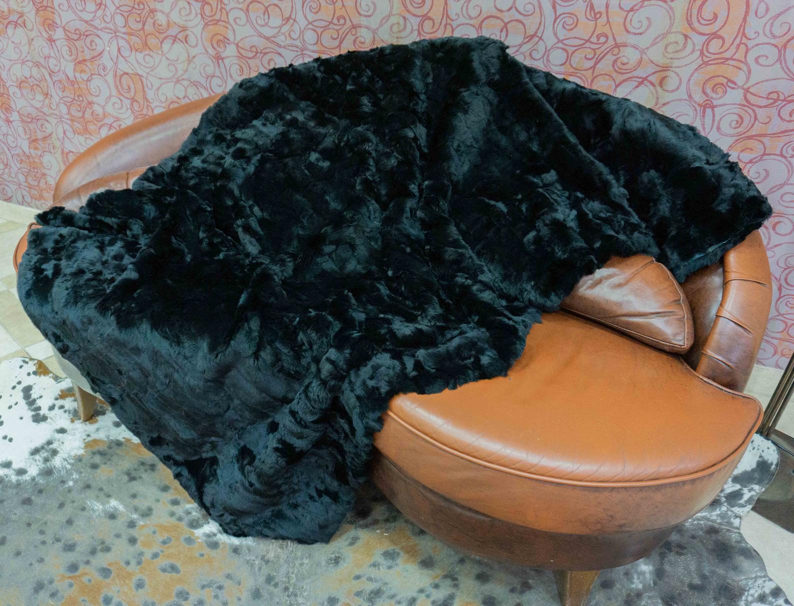 black rabbit fur blanket