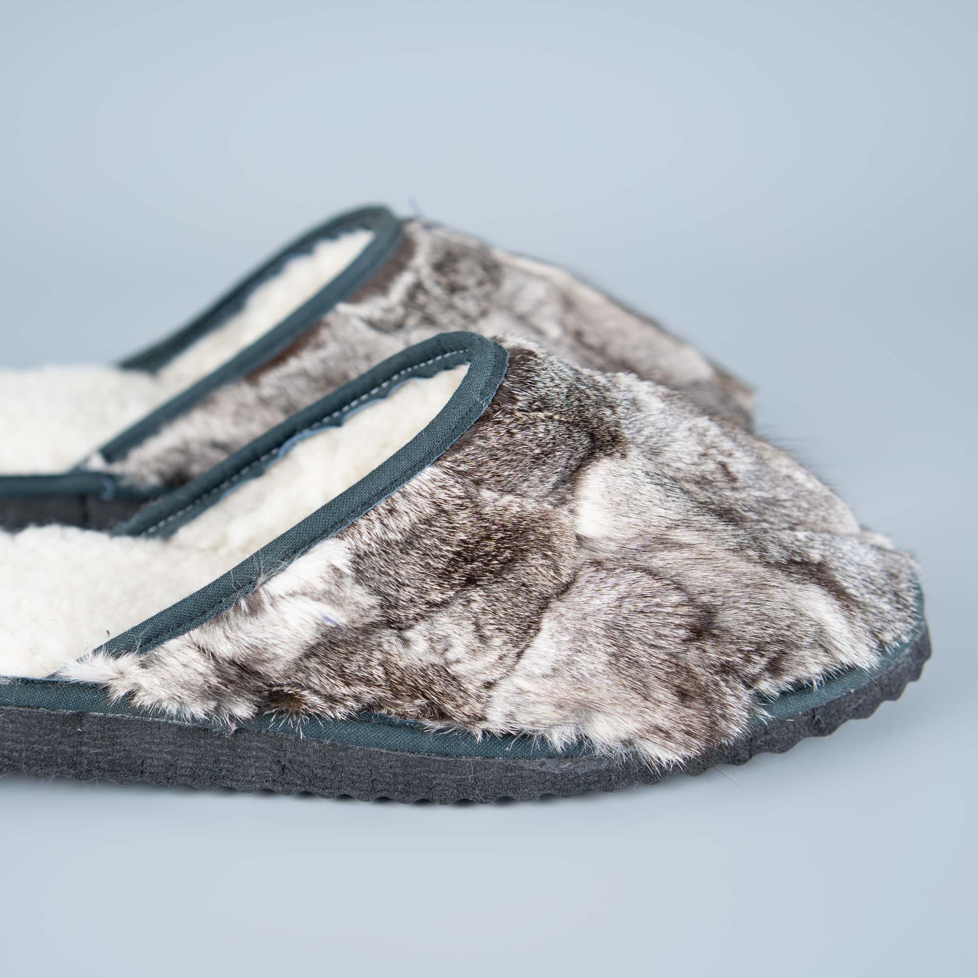 Gray sheepskin slippers