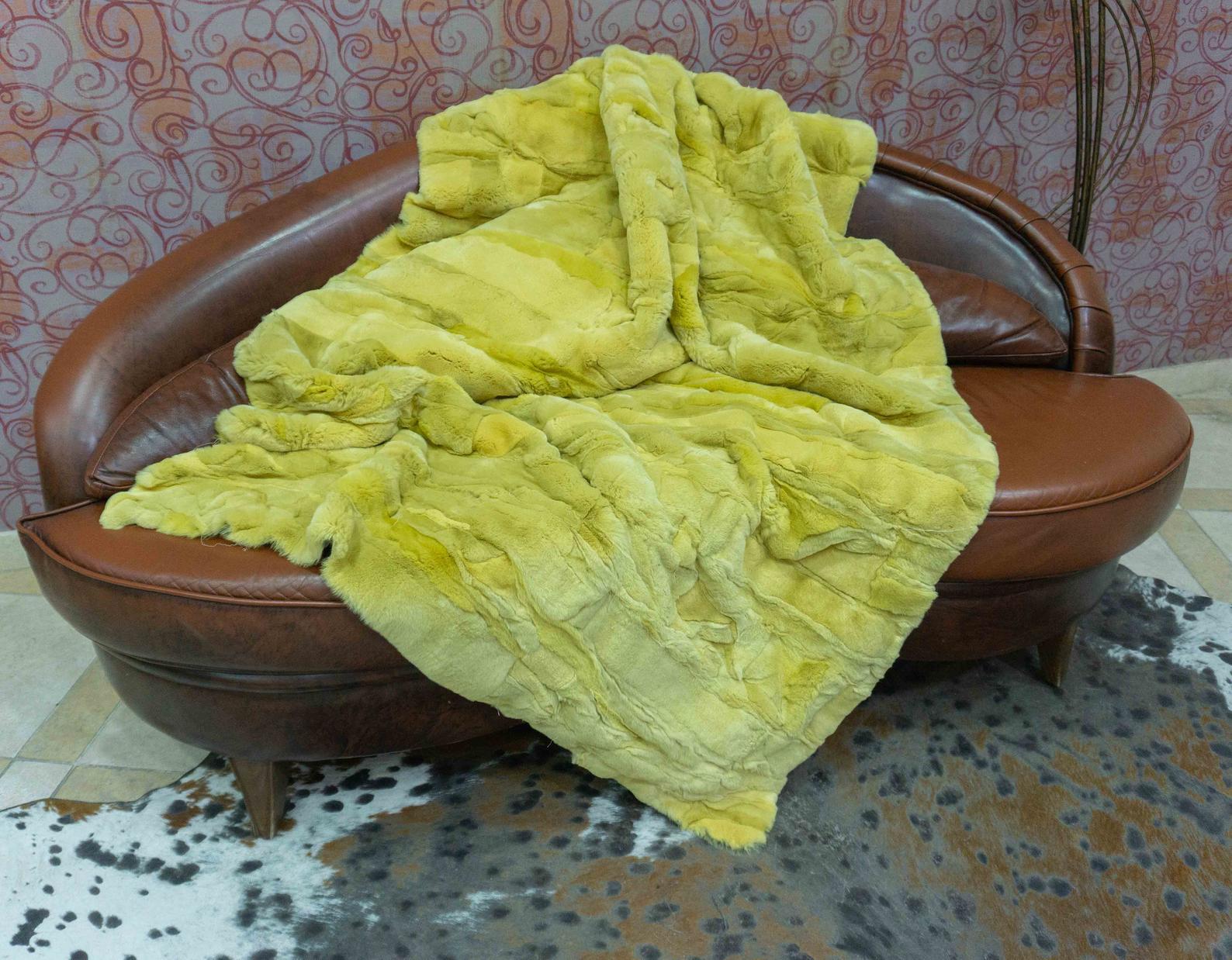 yellow rabbit fur blanket