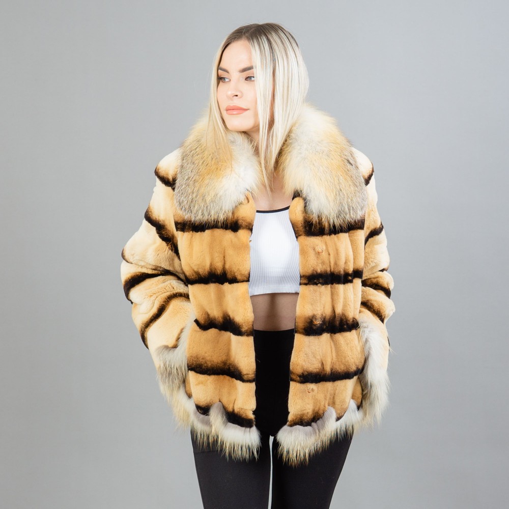 mink jacket with fox details