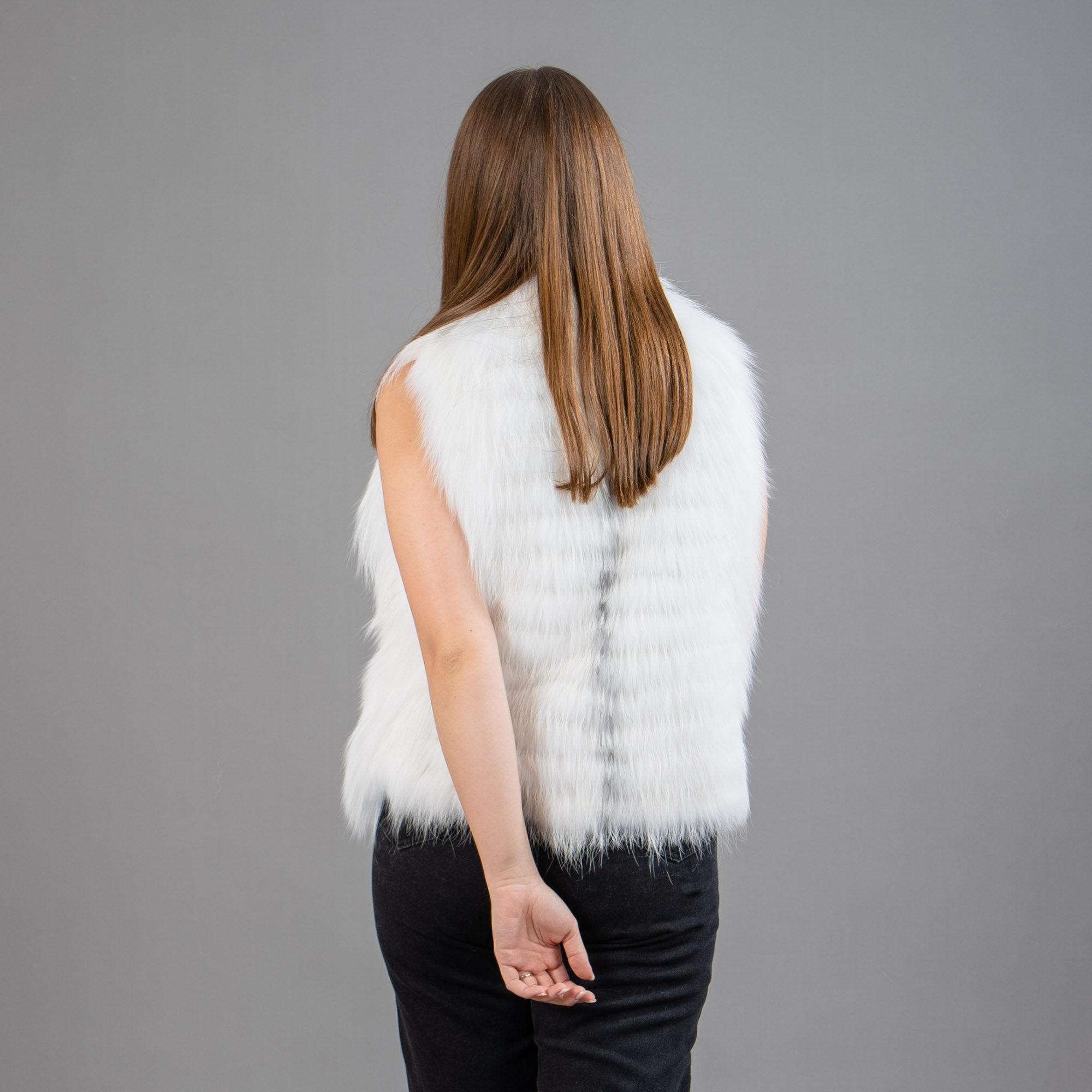 fox fur vest in white color