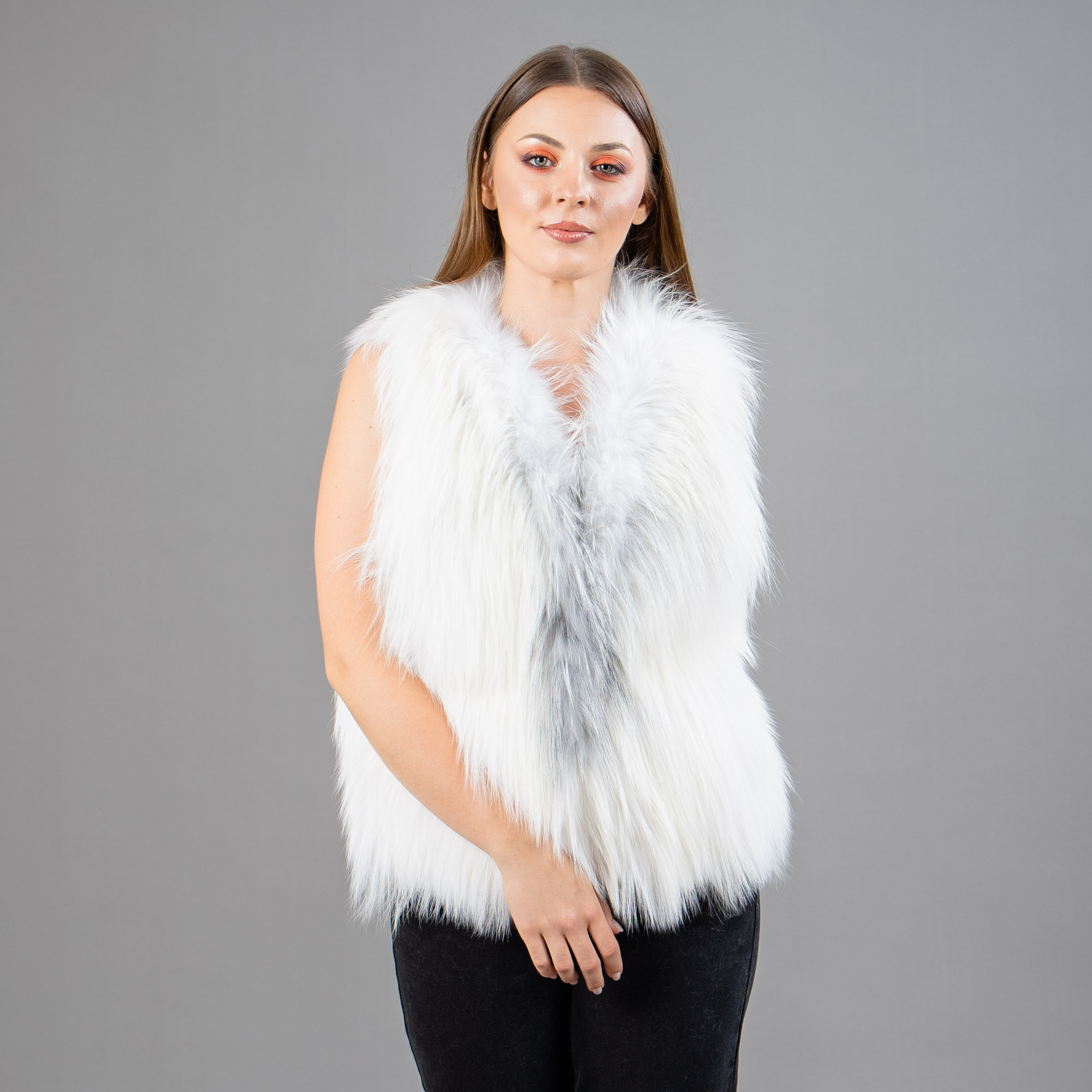 fox fur vest in white color