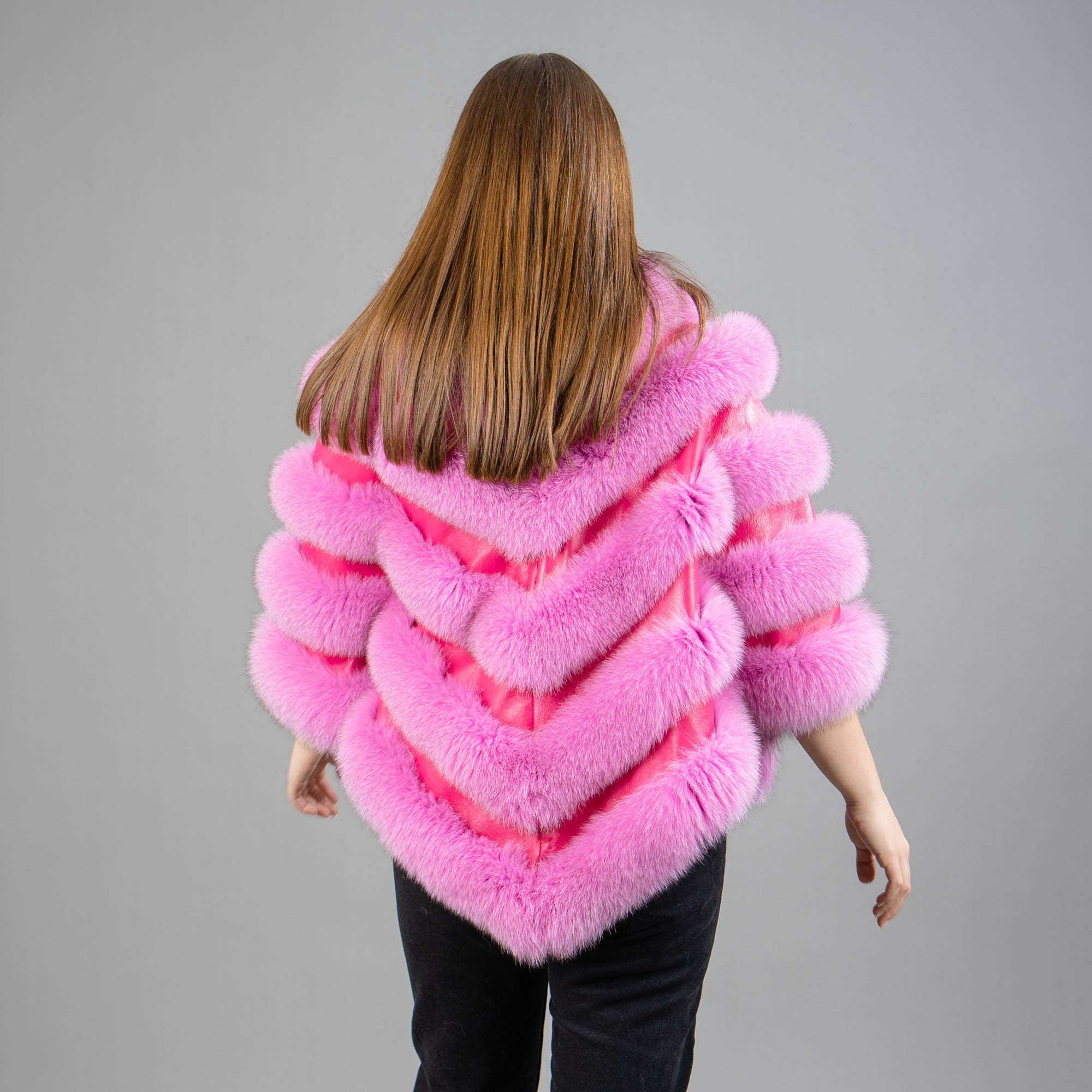 fox fur cape with leather details