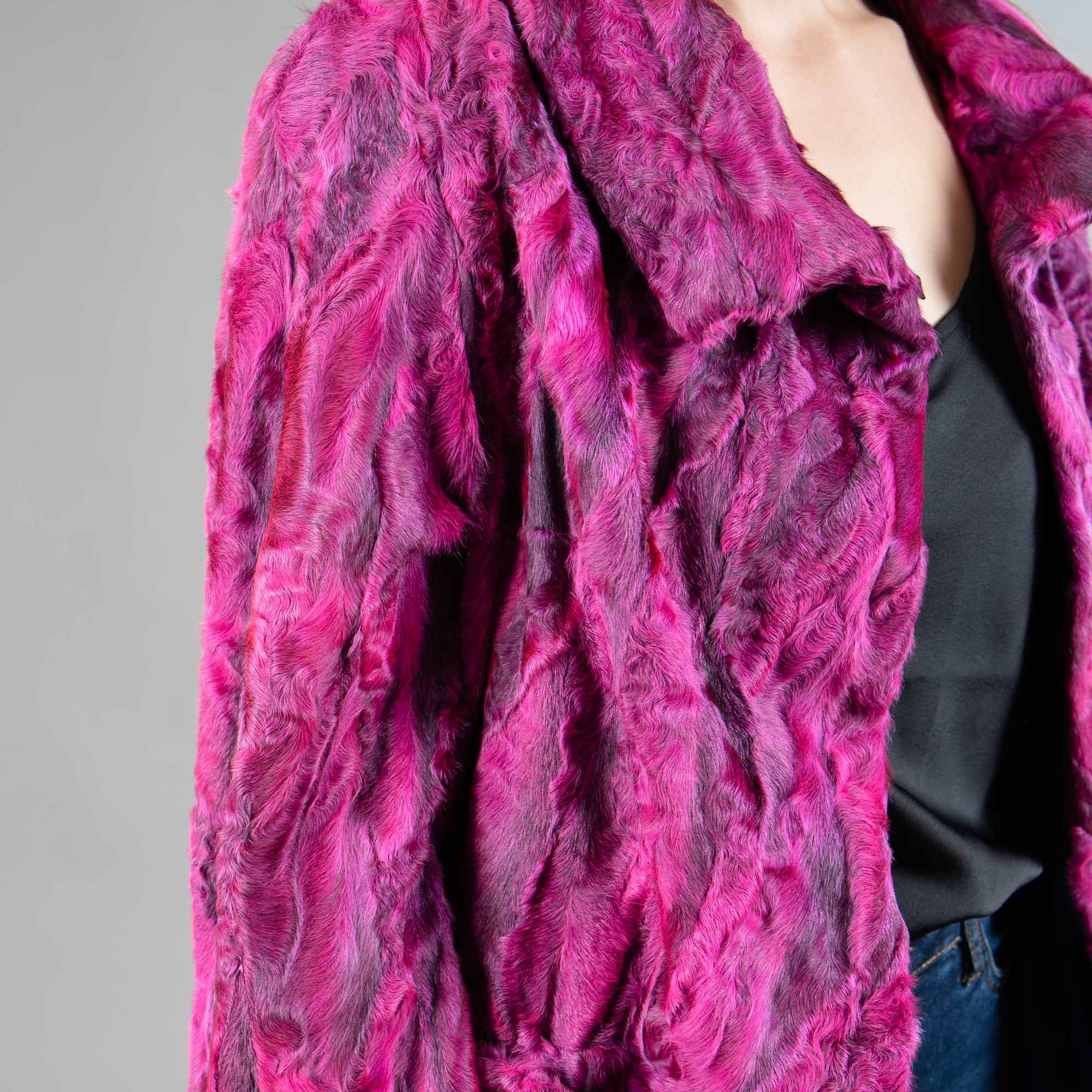 Astrakhan fur jacket in pink color