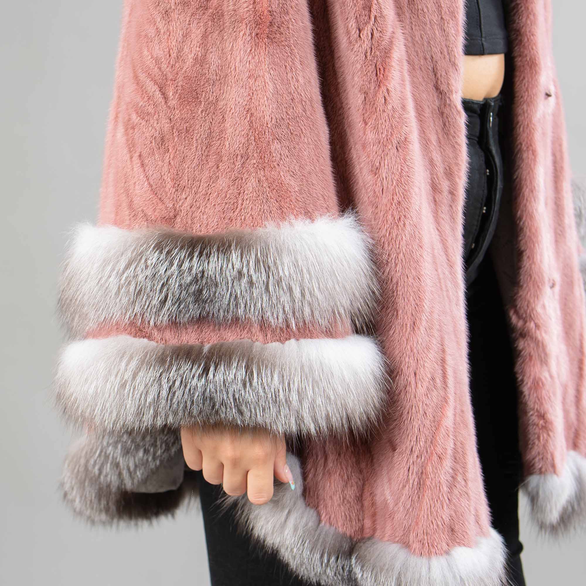 mink fur jacket with fox fur collar