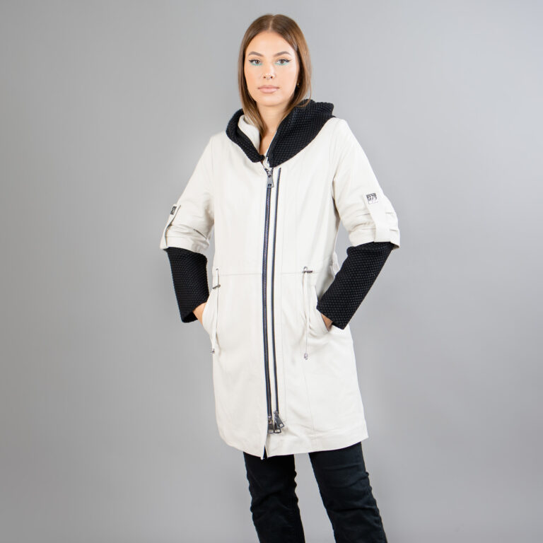 White leather jacket with detachable sleeves eFurs