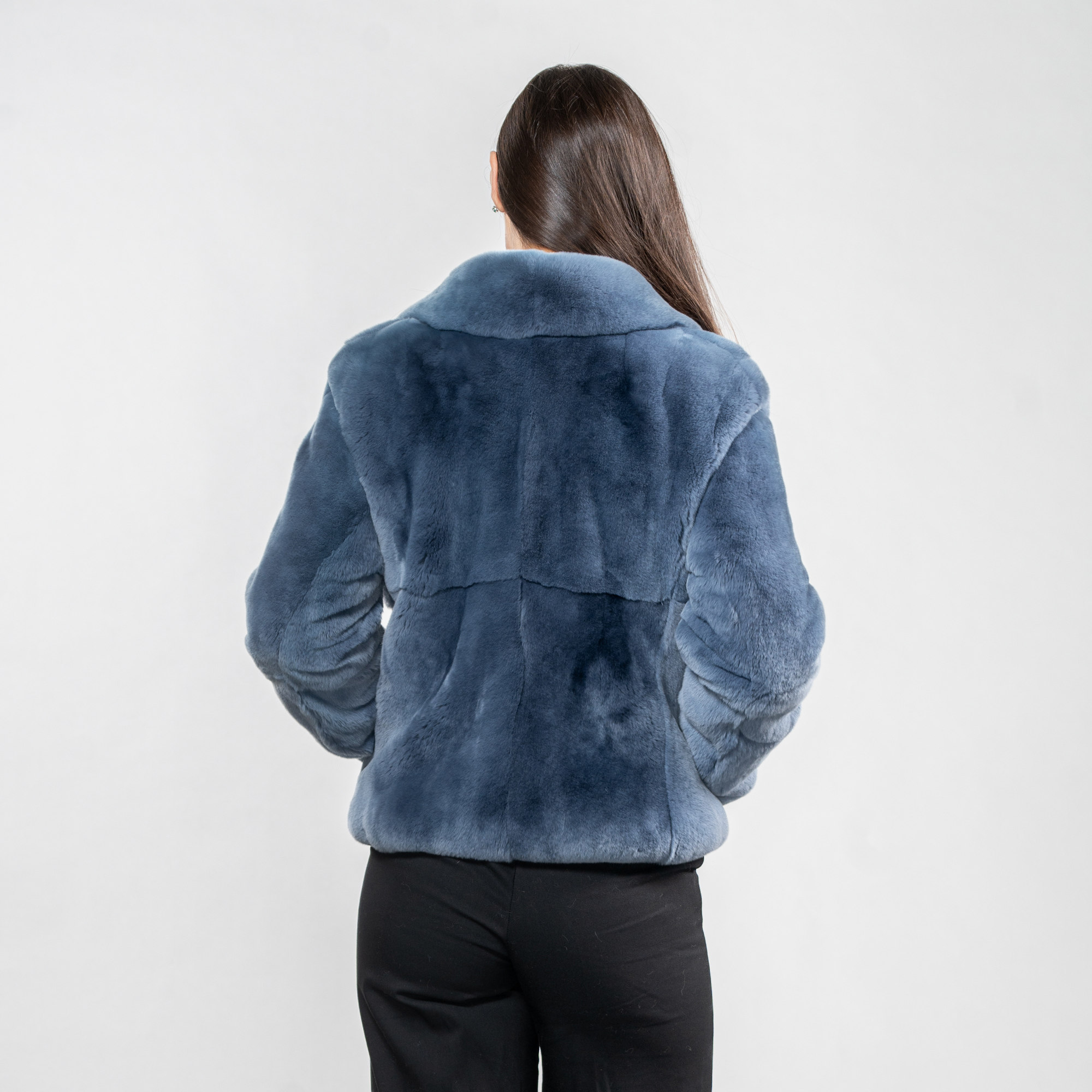 Blue rabbit fur jacket