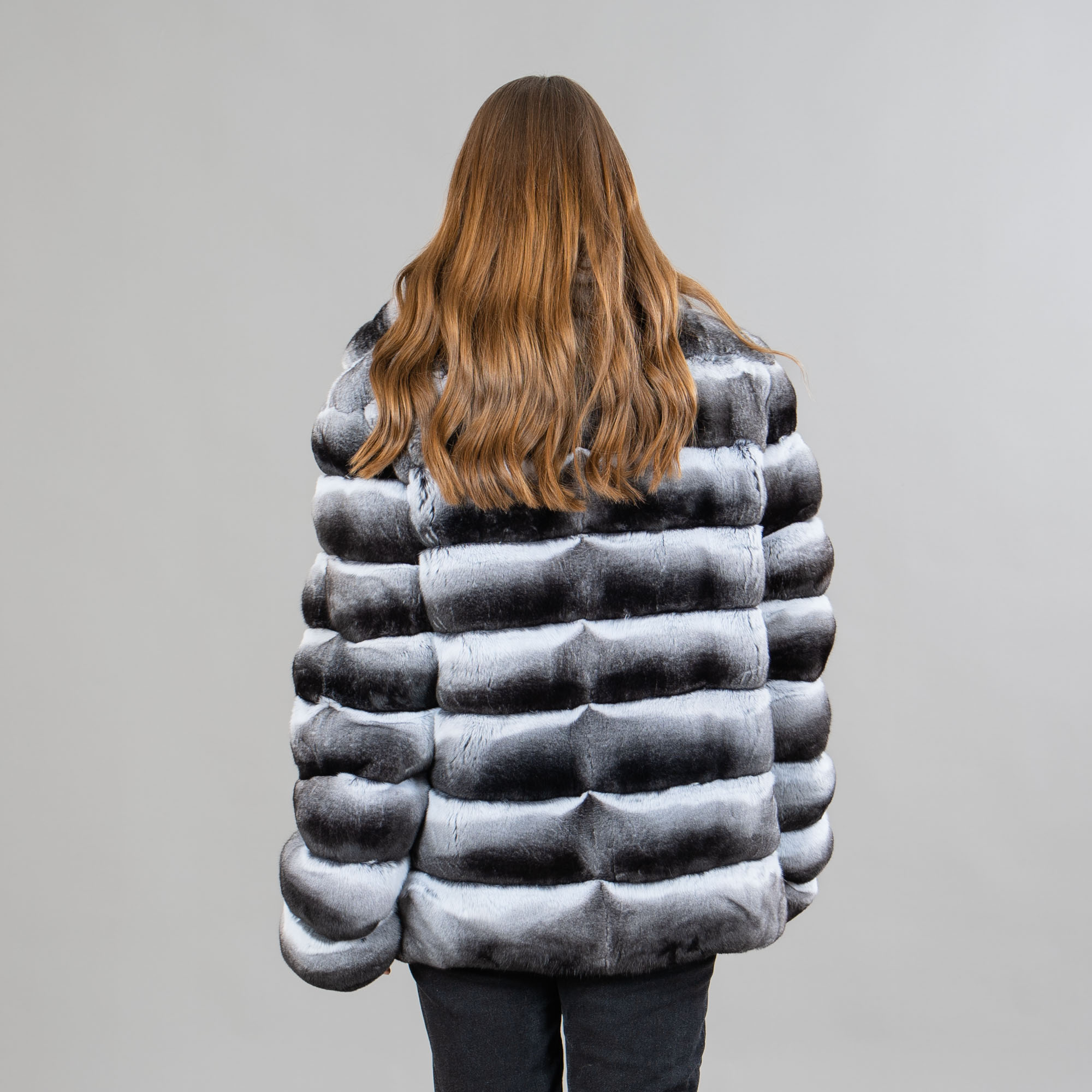 Chinchilla fur jacket with a collar