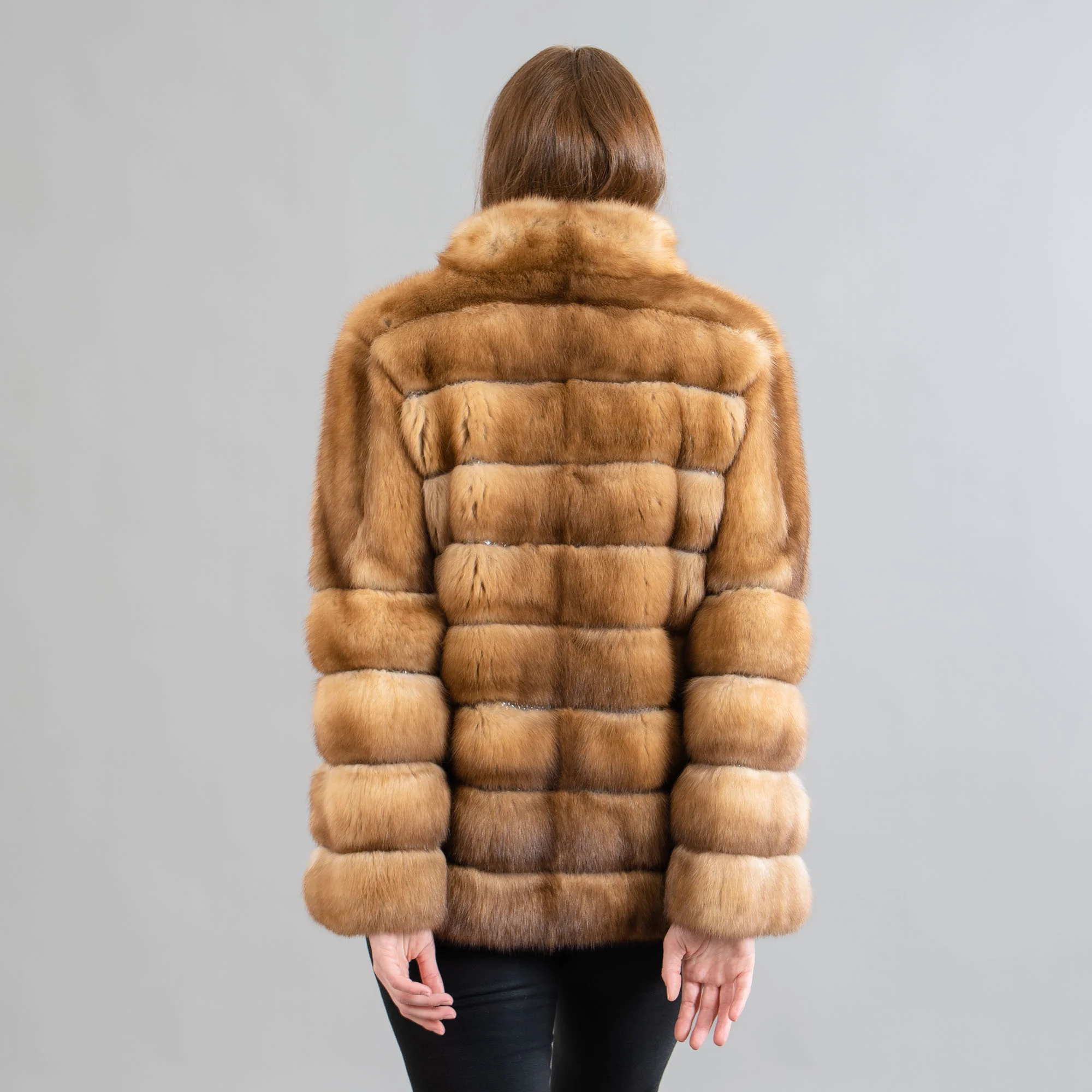 Sable fur jacket in gold color. 