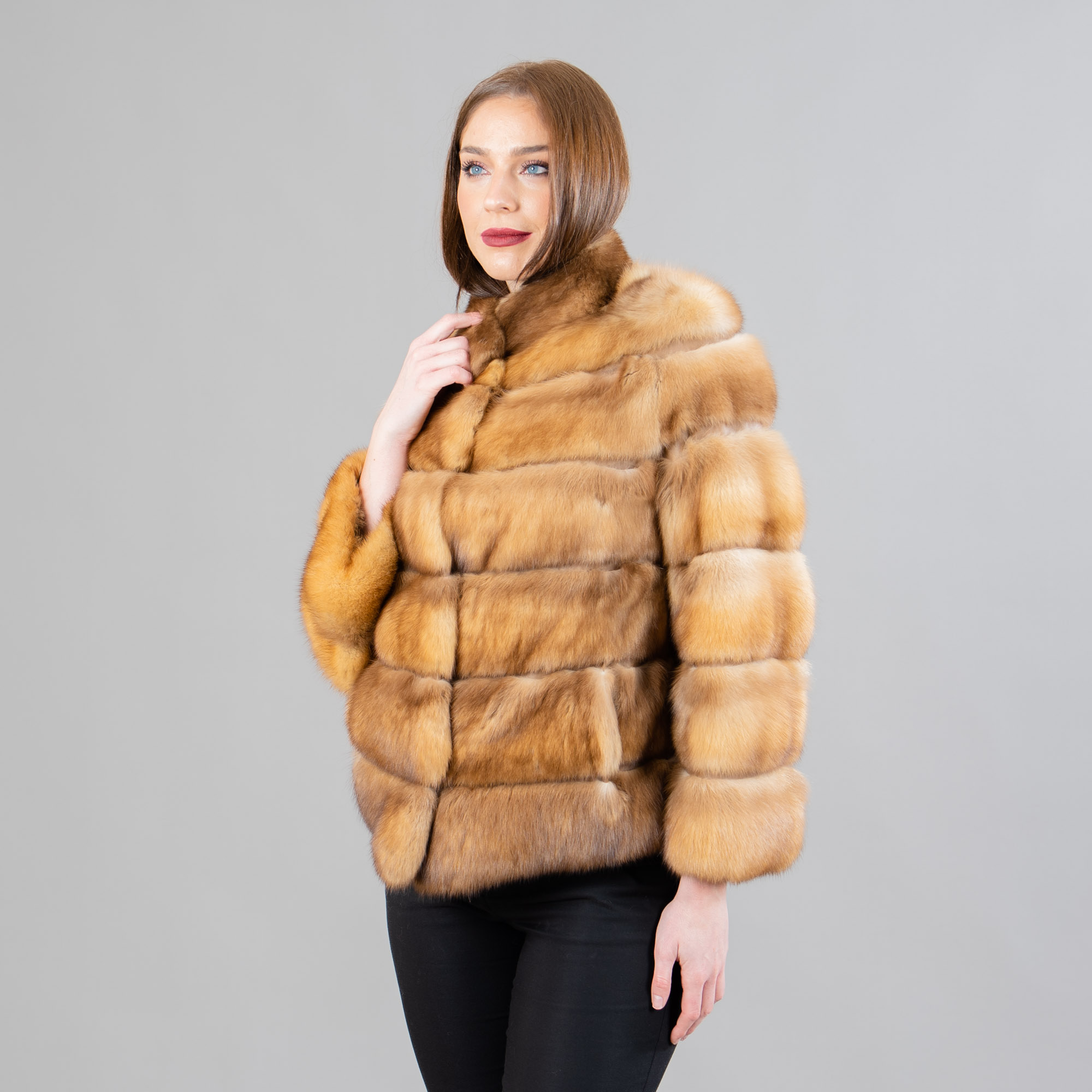 Sable fur jacket in gold color