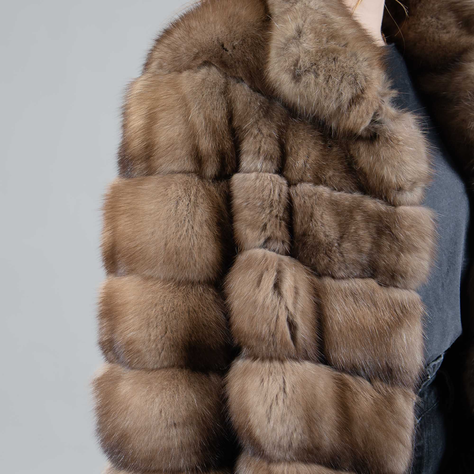 Sable fur coat in brown color