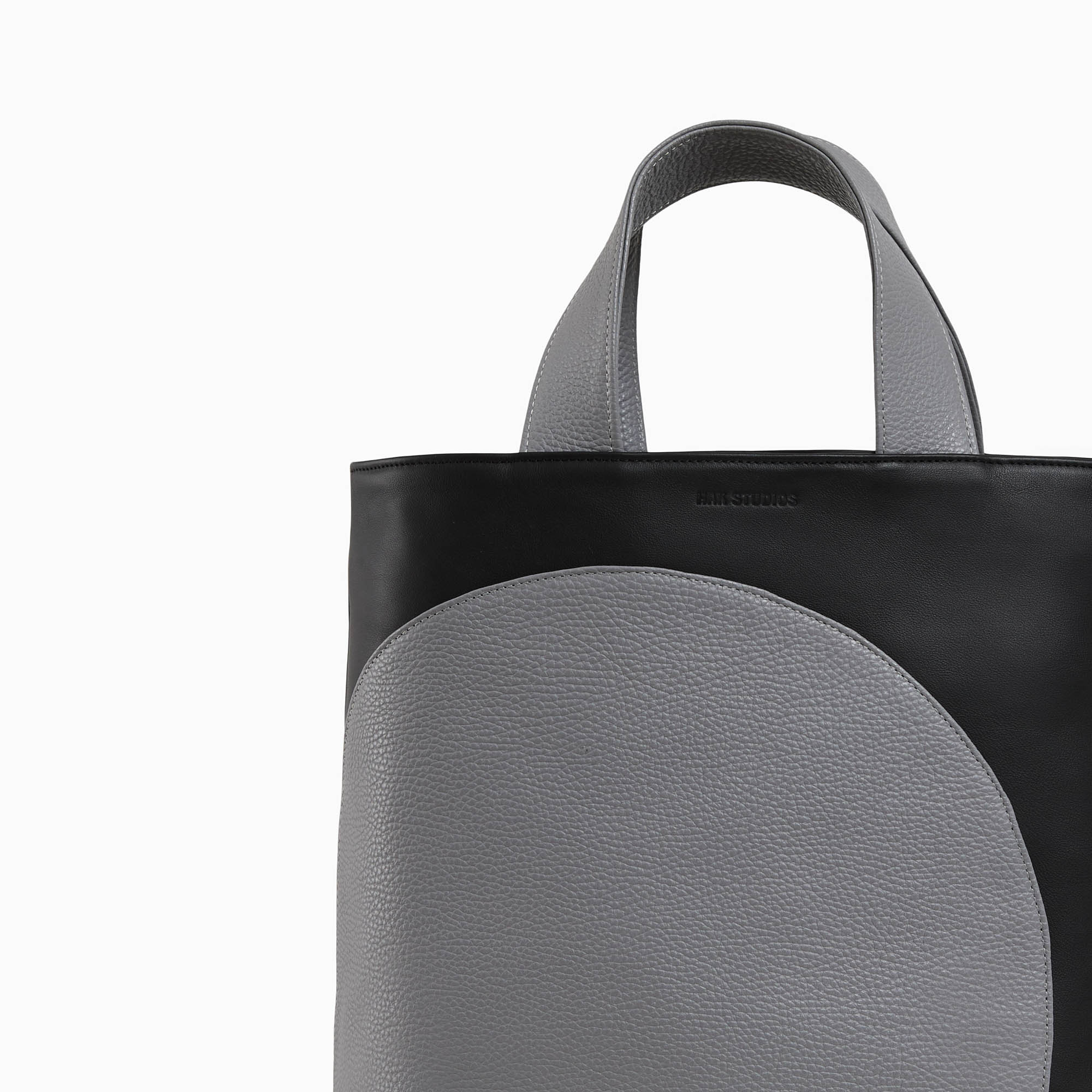 Leather handbag in black-gray color