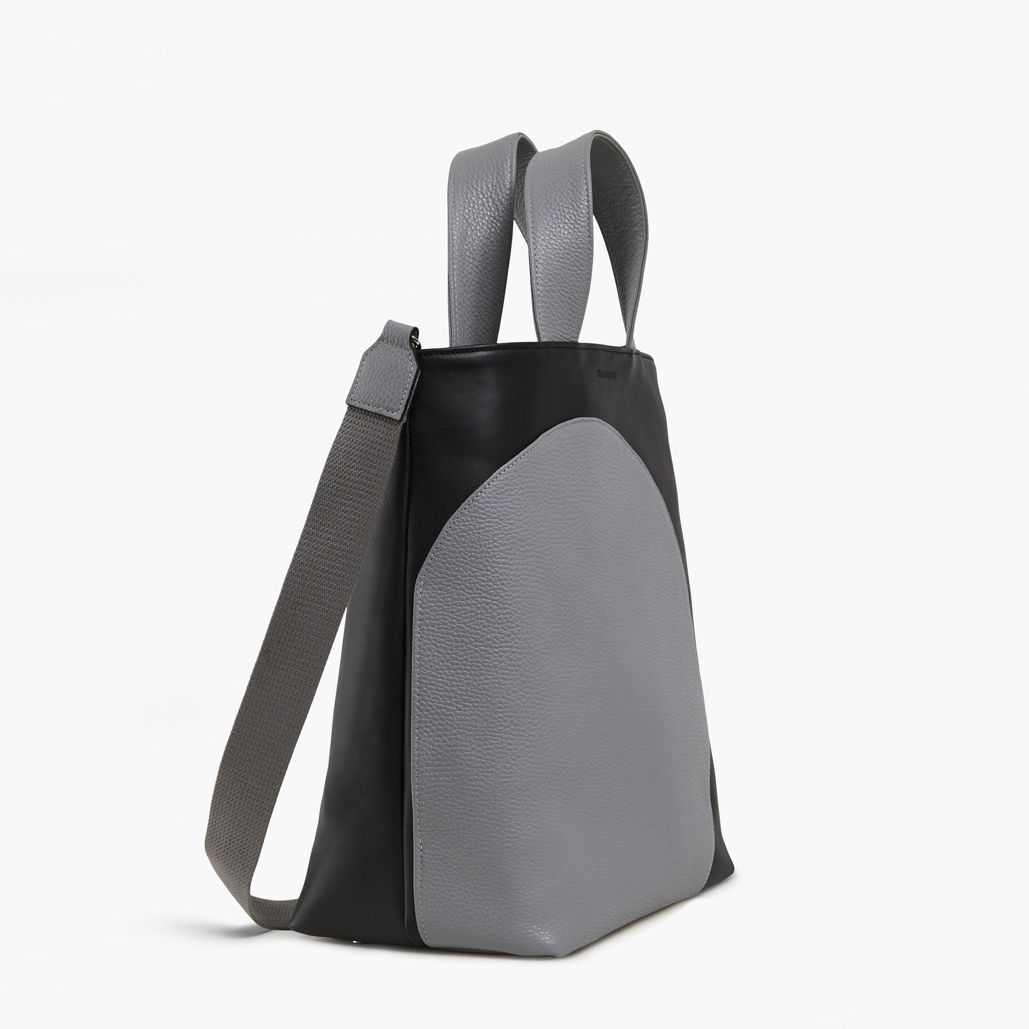 Leather handbag in black-gray color