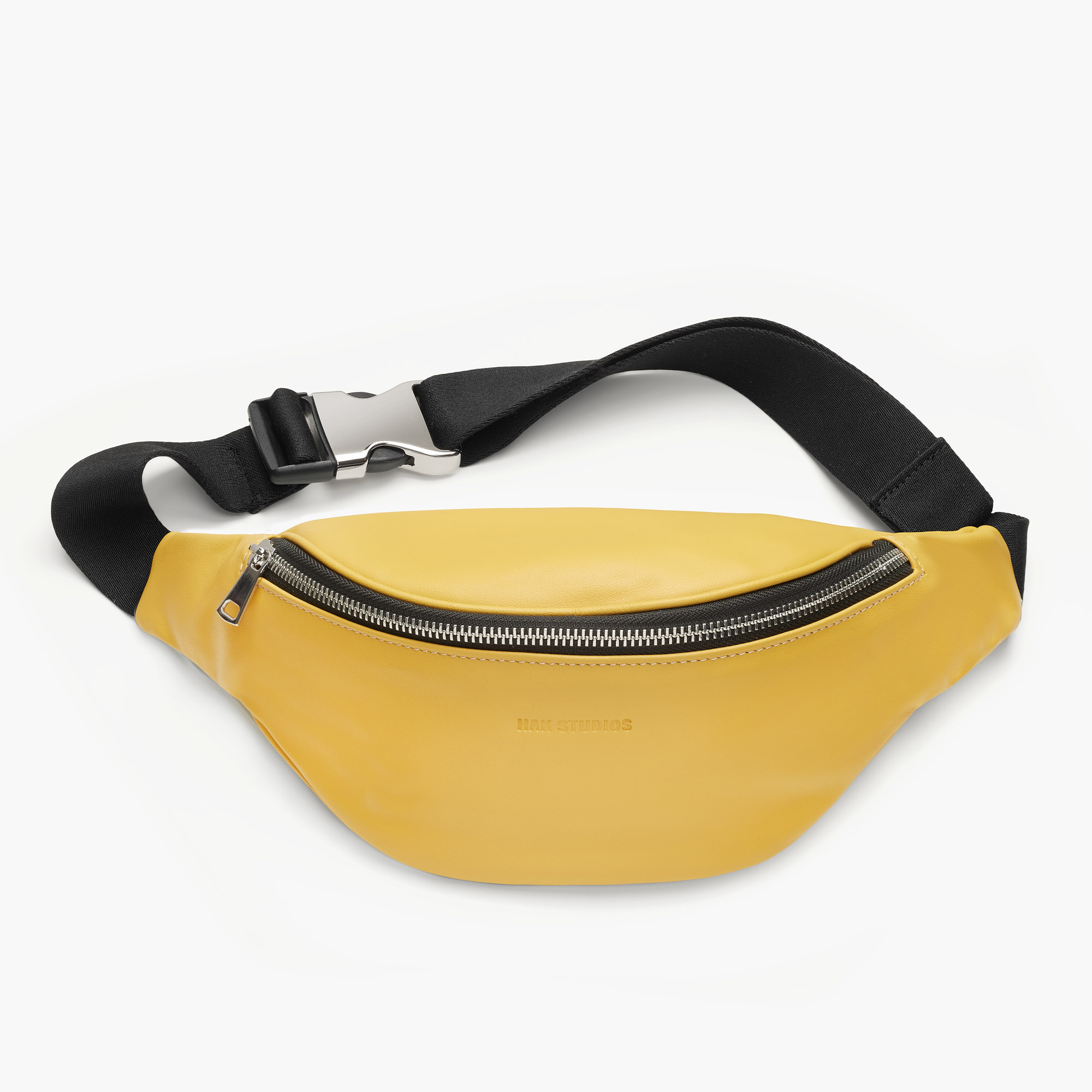 Leather belt bag in yellow color