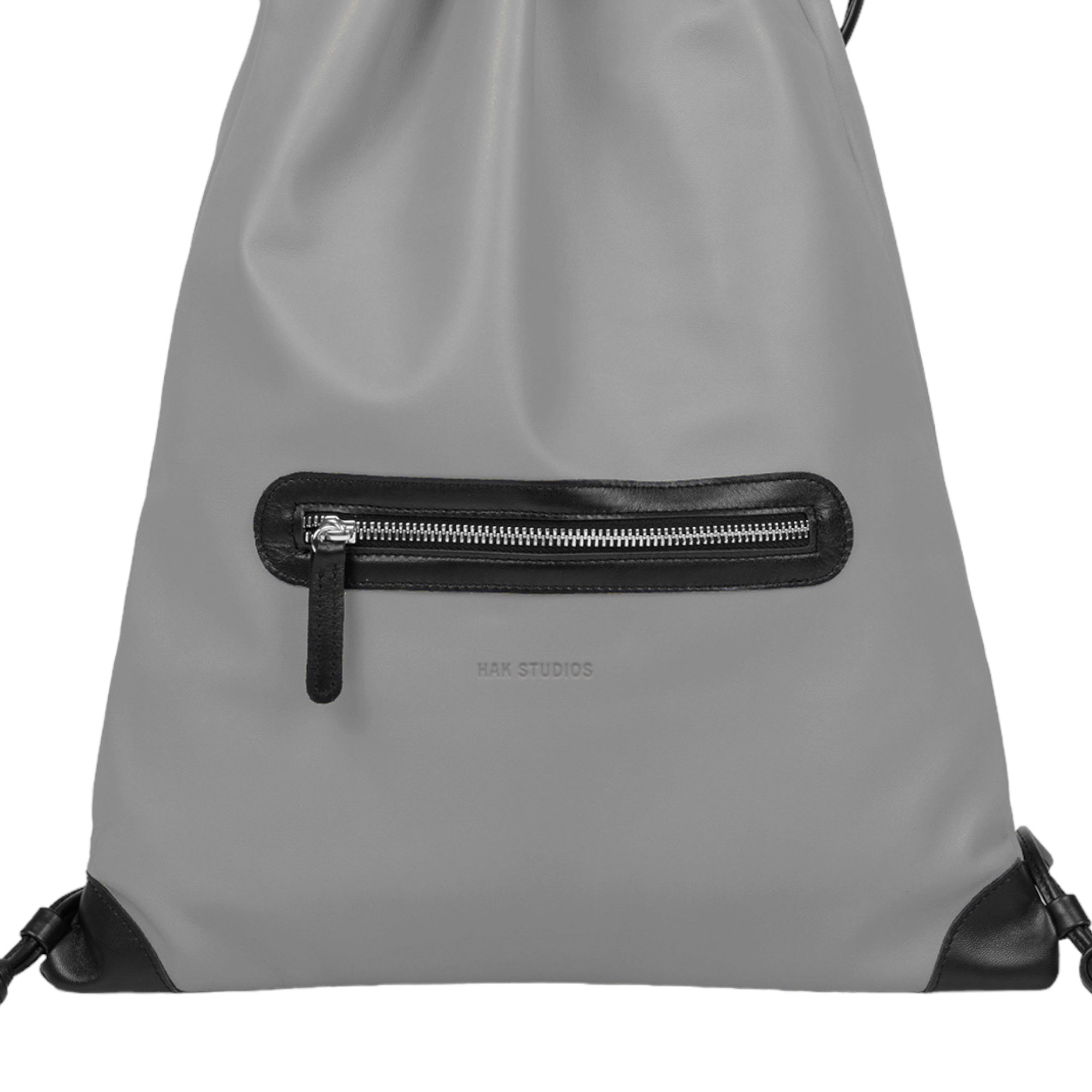 Leather backpack in gray color