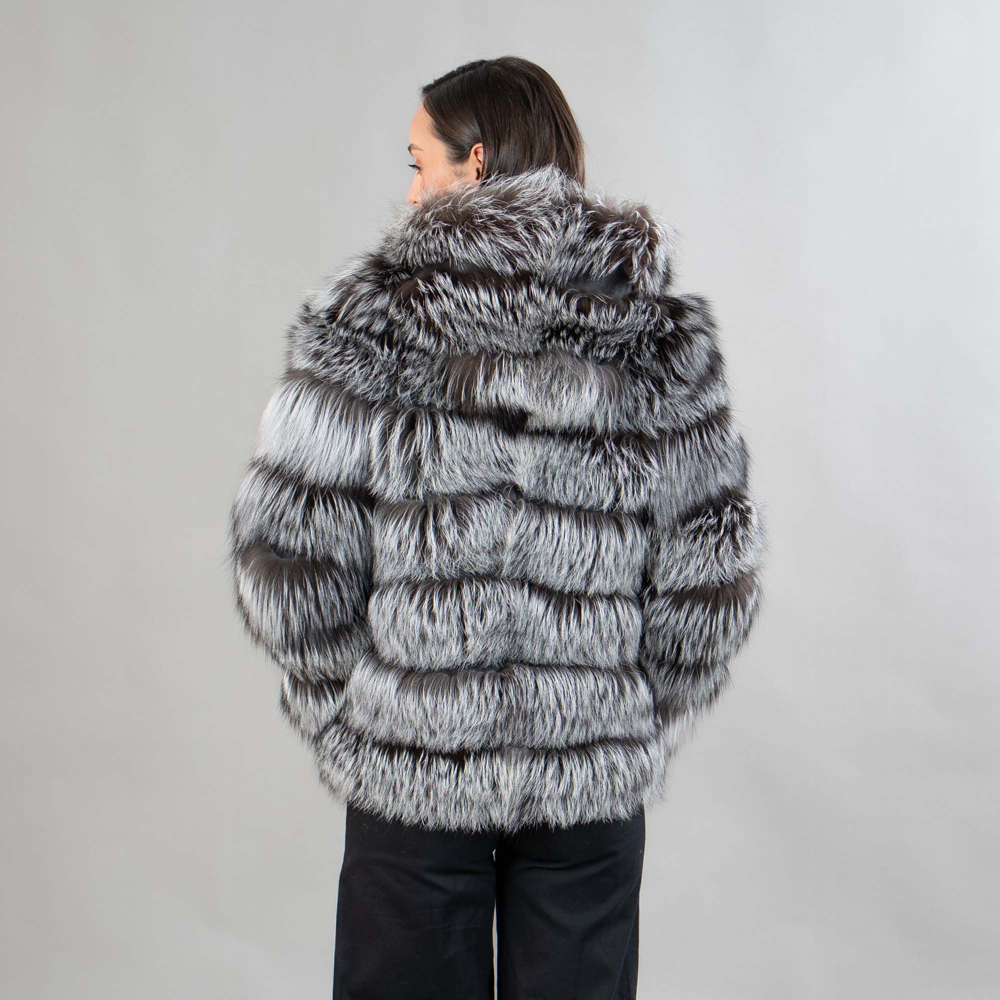 Fox fur polymorphic coat in silver color