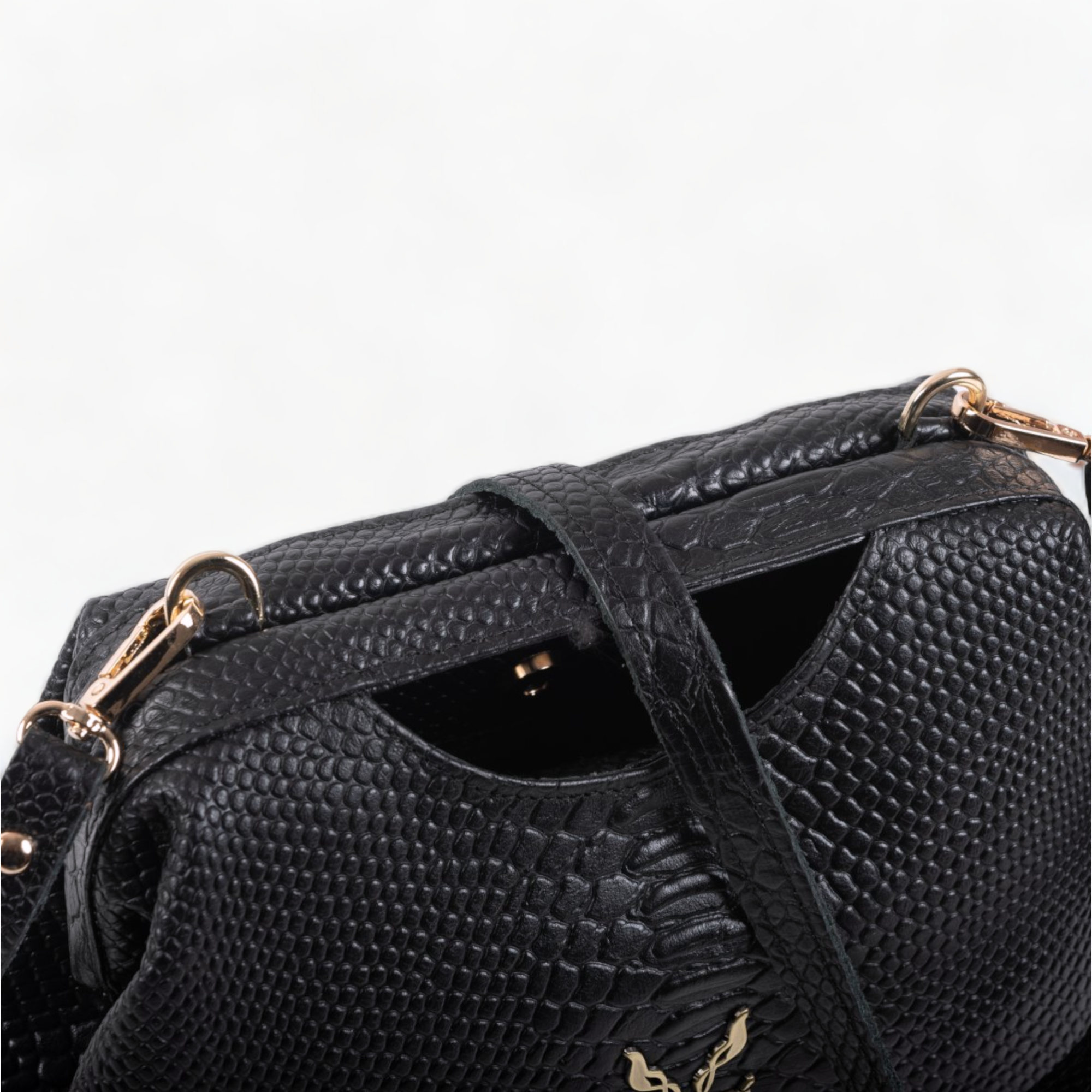 Leather black handbag