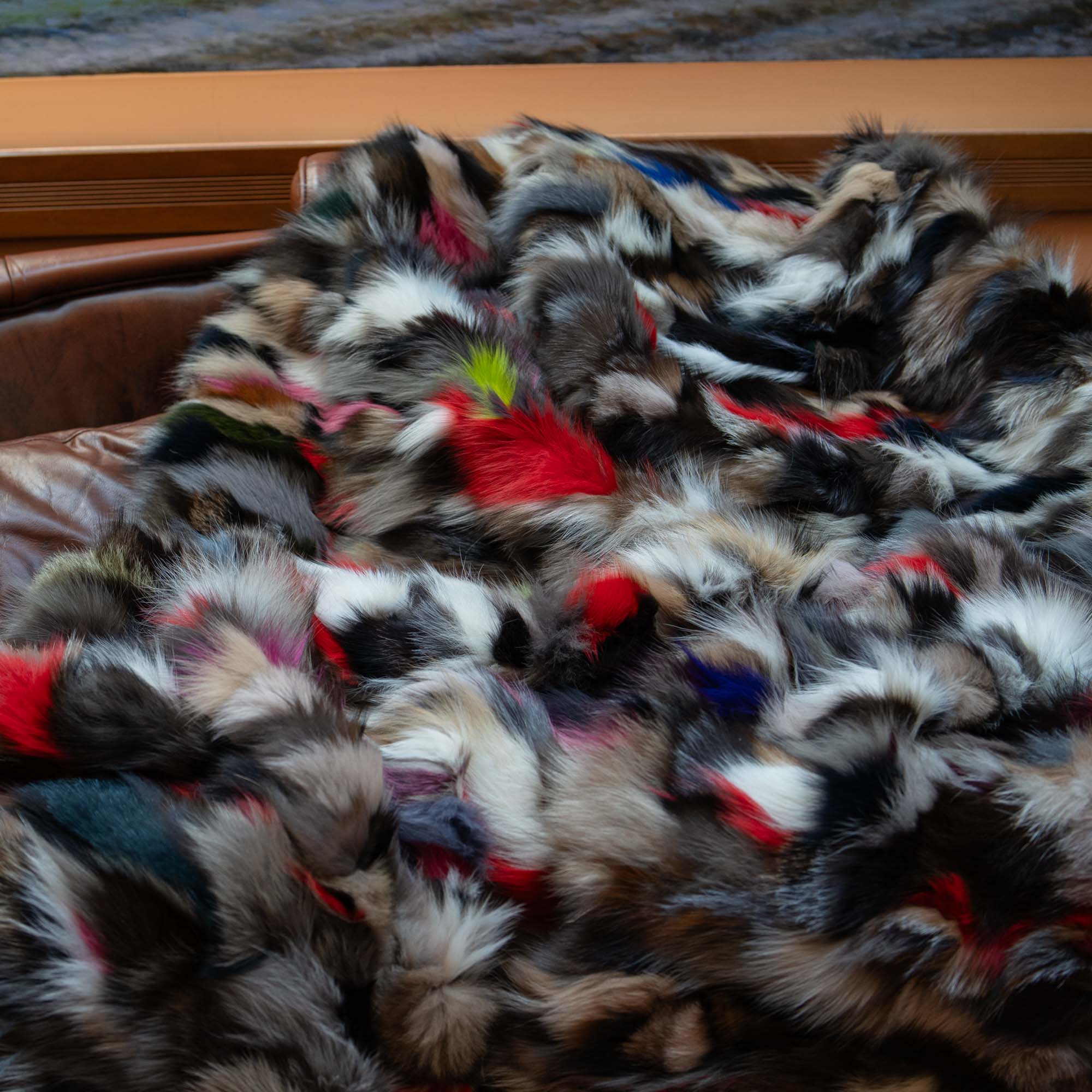 Fox fur blanket in various color shades