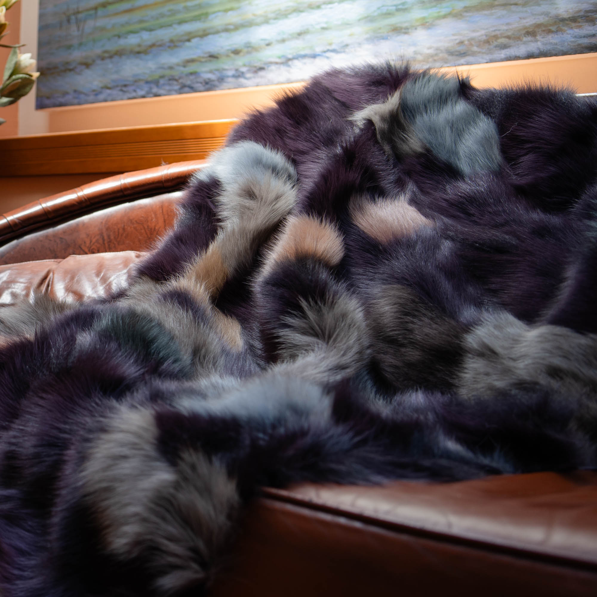 μωβ σκούρη γούνινη κουβέρτα αλεπούς