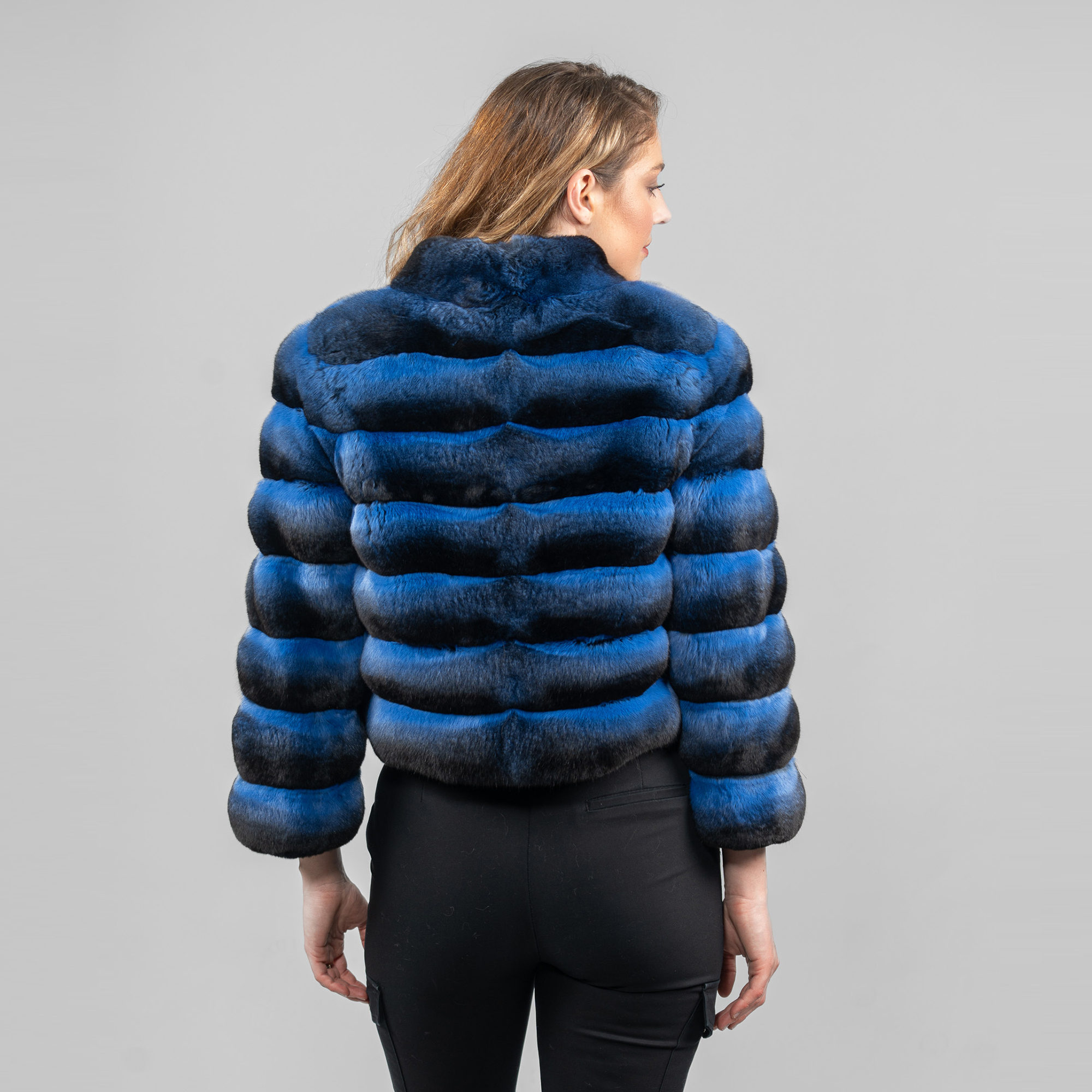 blue chinchilla fur jacket