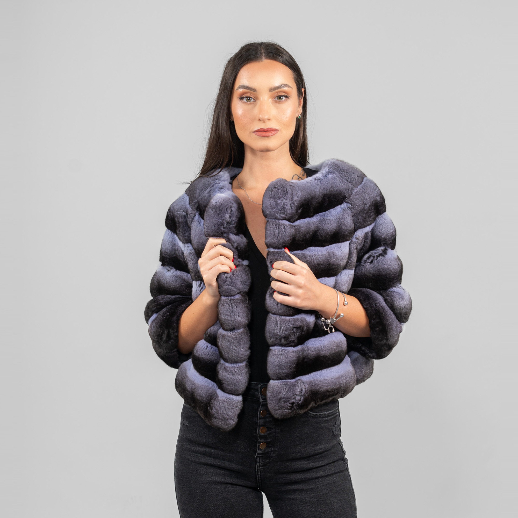 Purple chinchilla fur jacket