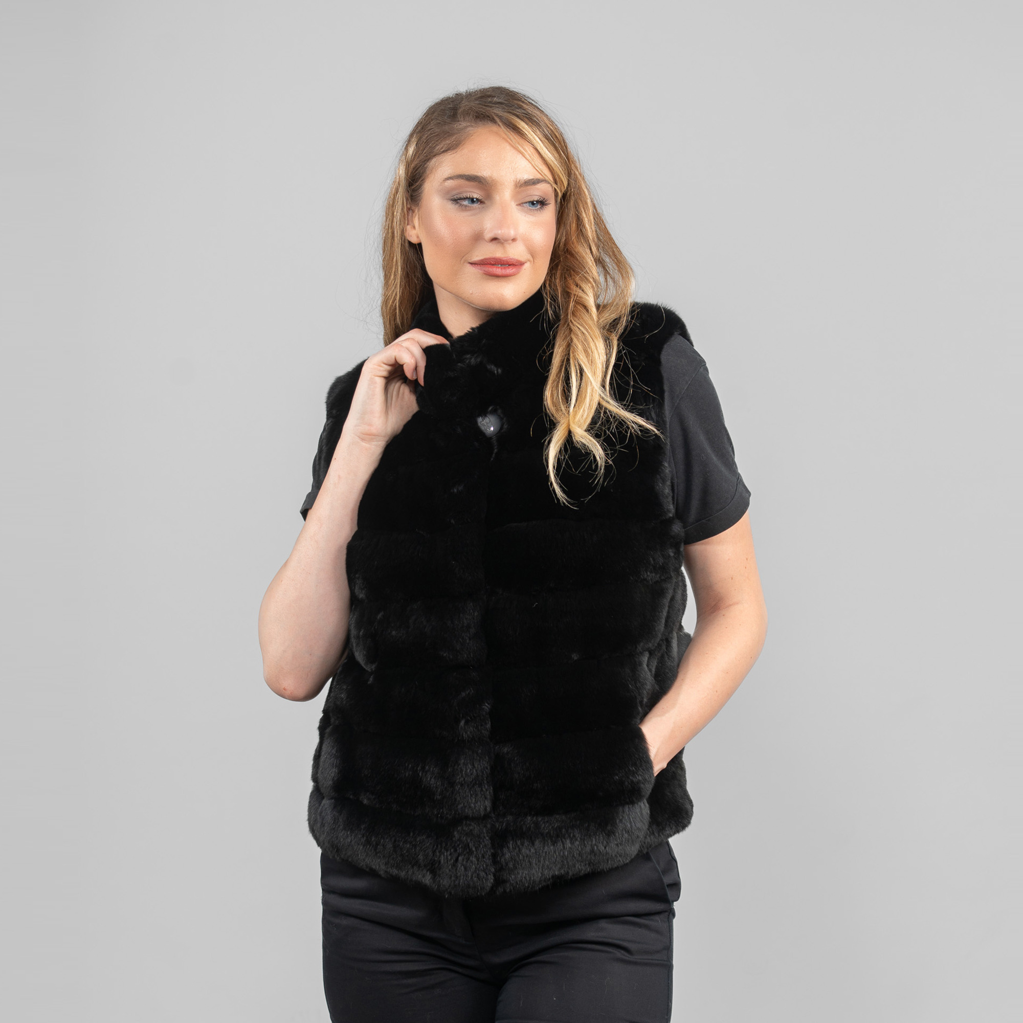 black chinchilla fur vest