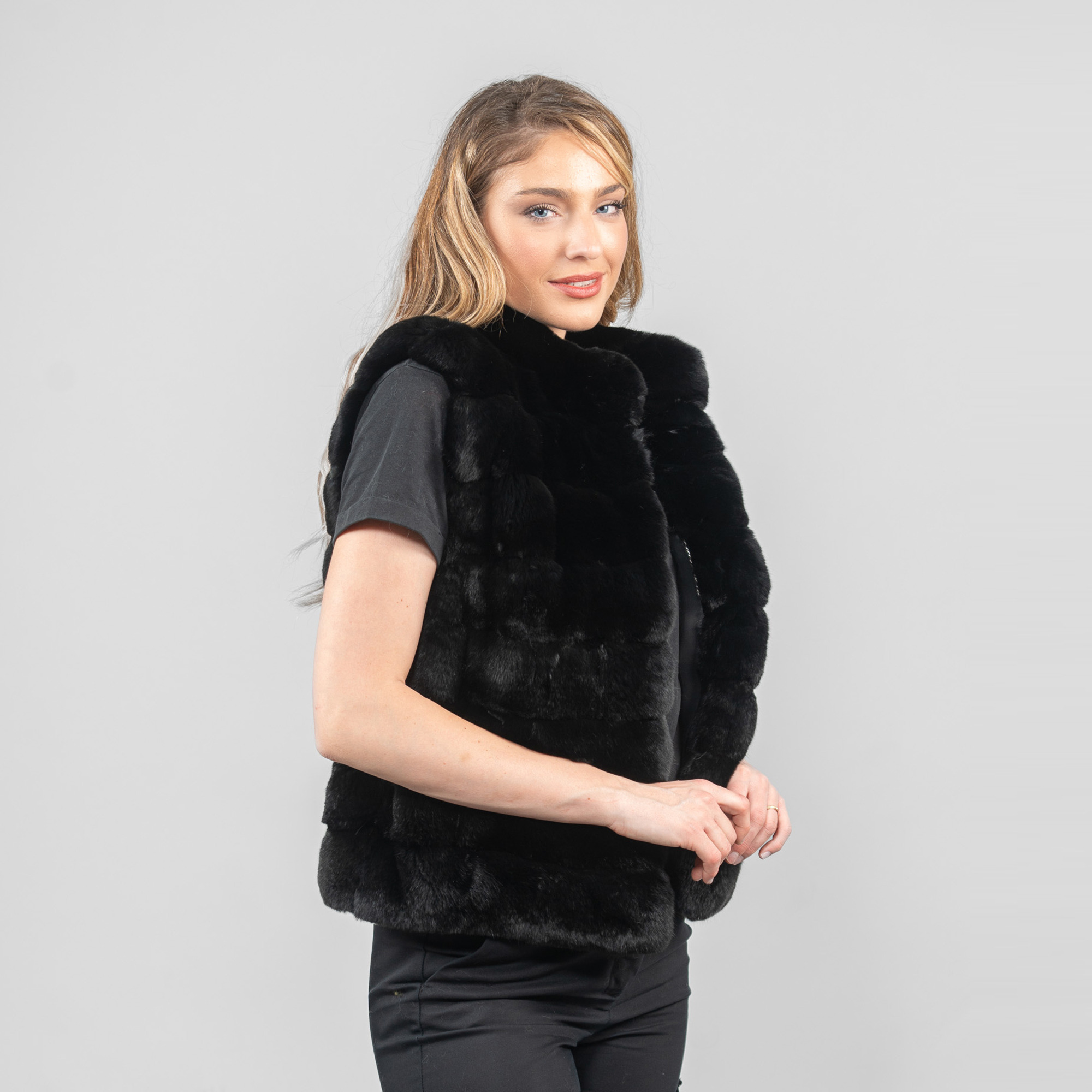 black chinchilla fur vest