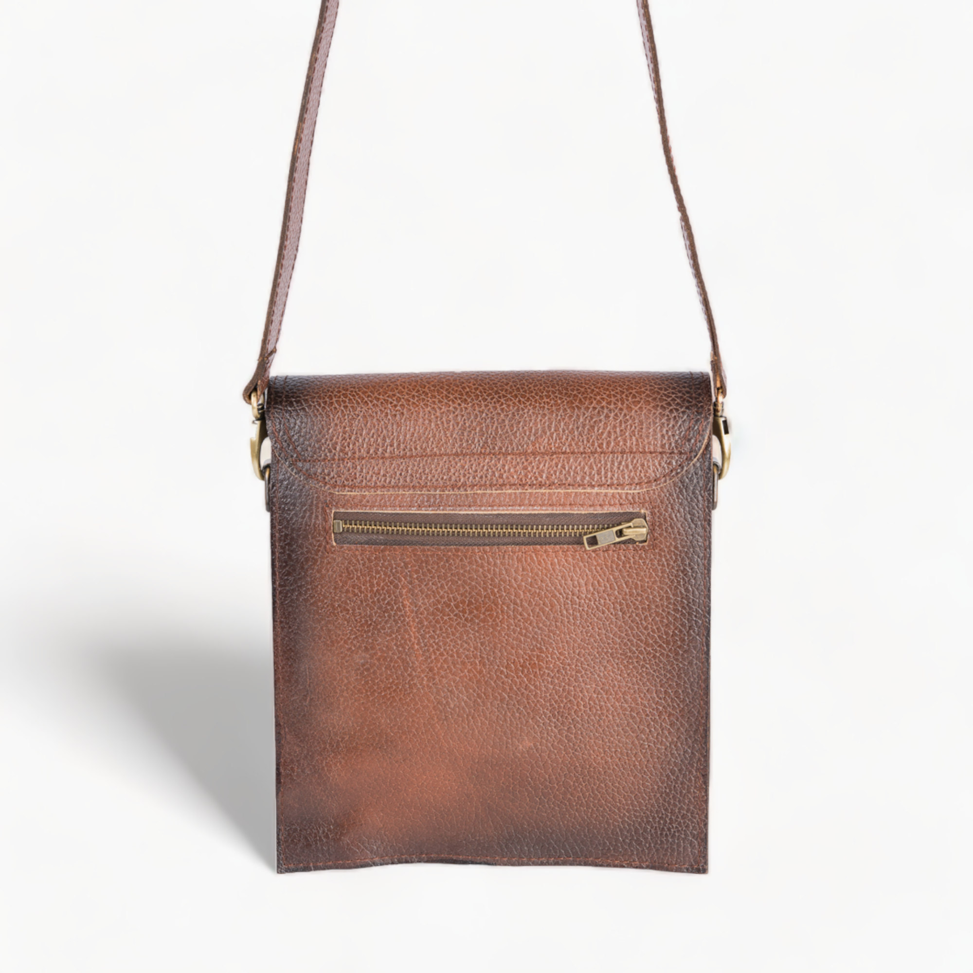 Leather shoulder bag - cross-body bag in brown color. 
