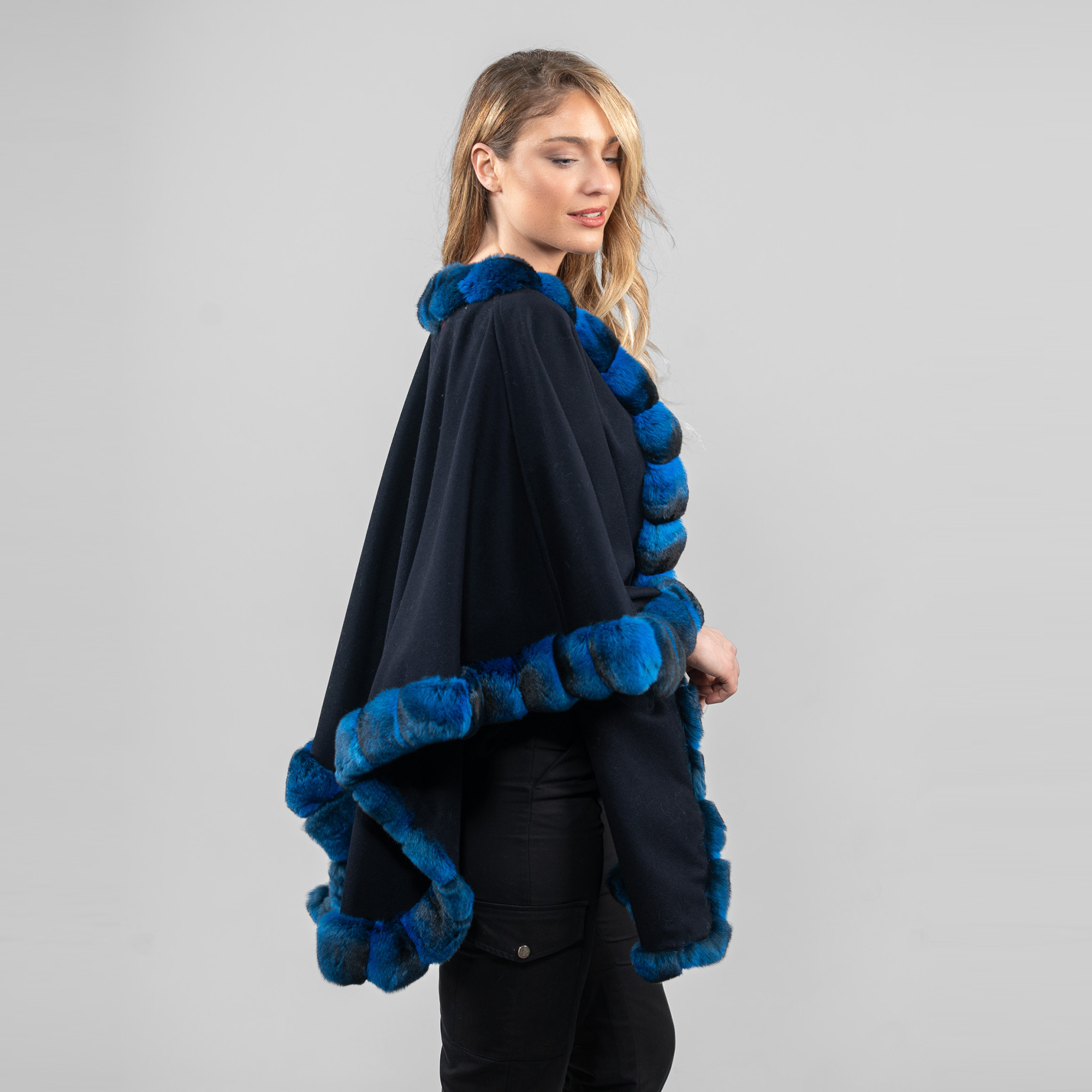 blue cashmere cape