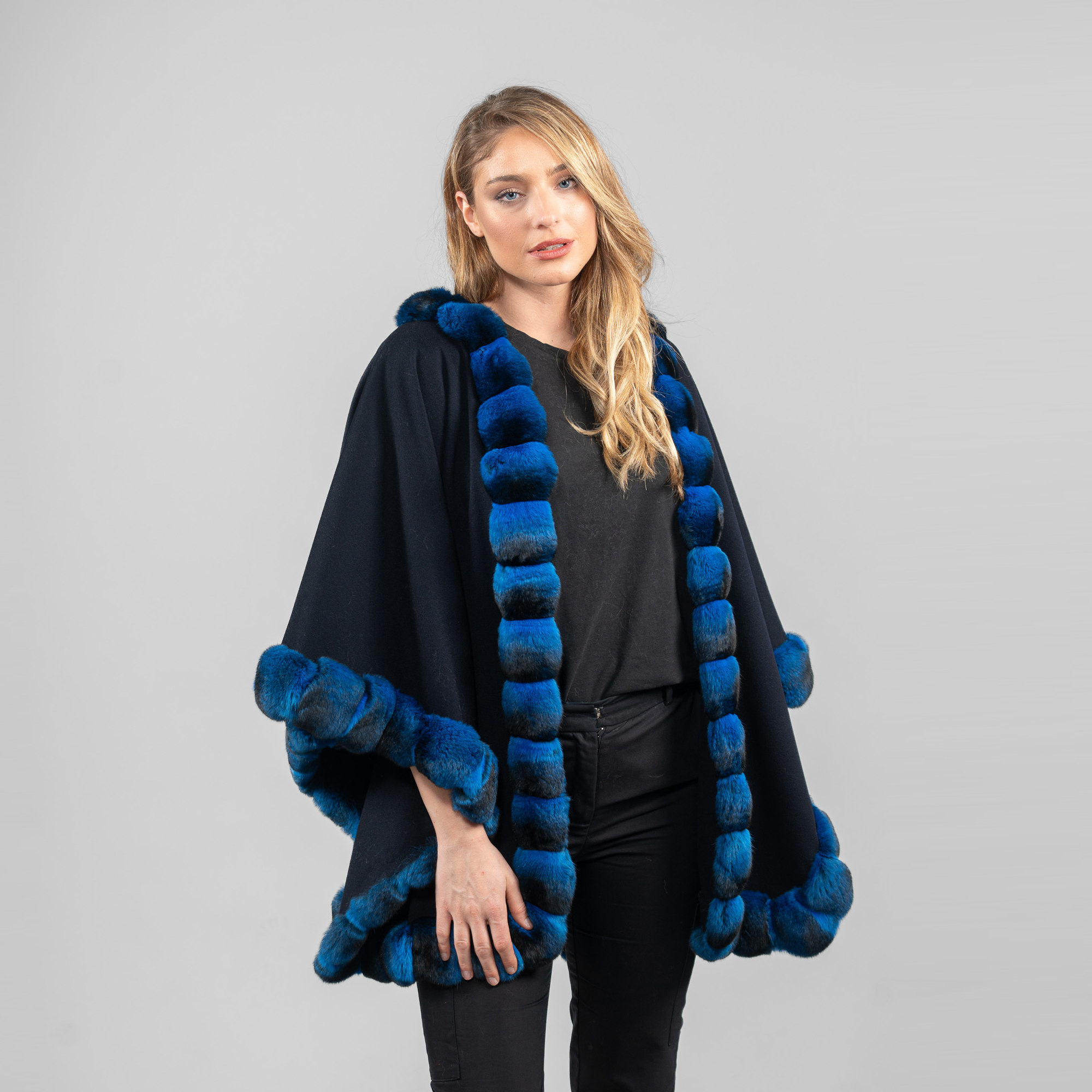 blue cashmere cape