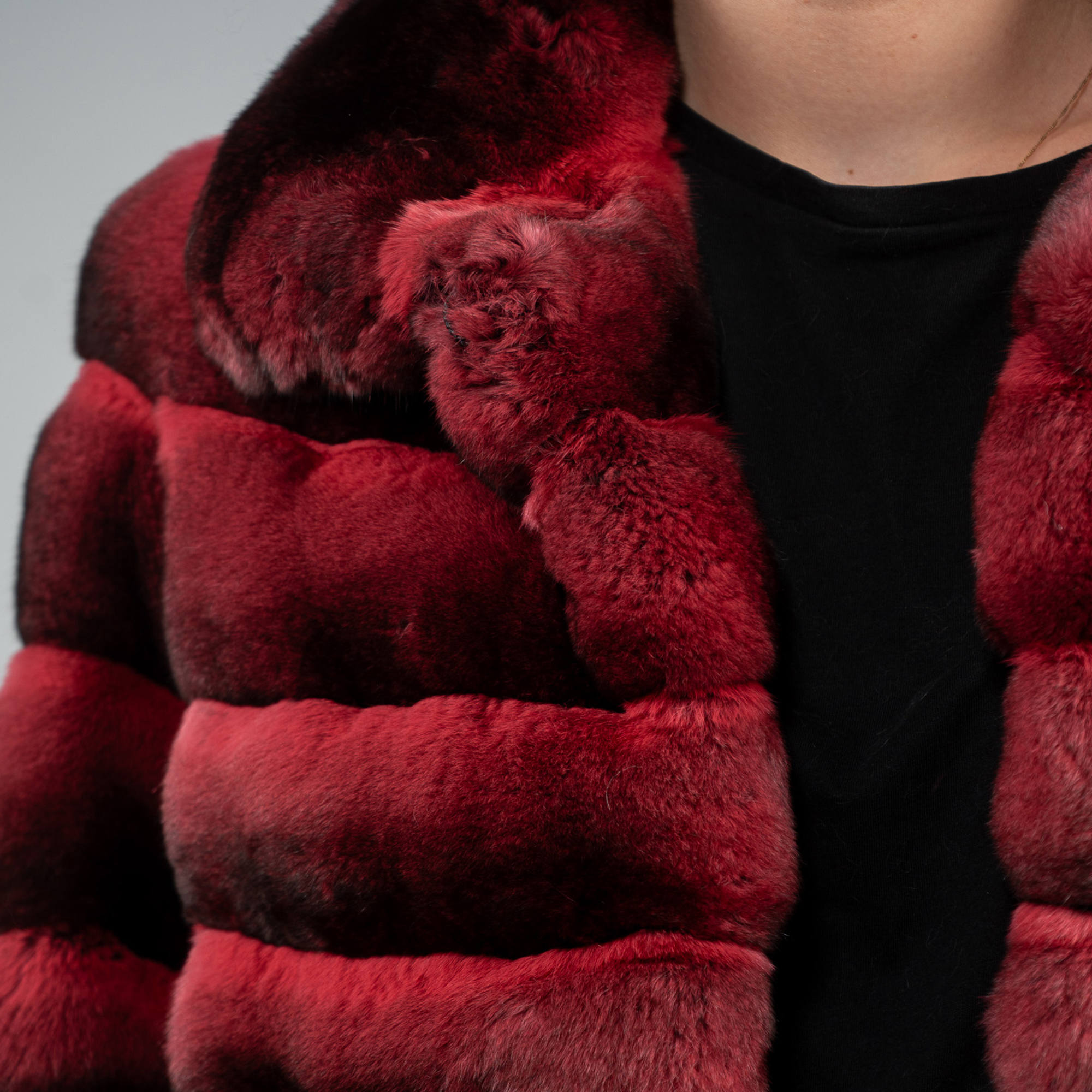 red chinchilla fur jacket