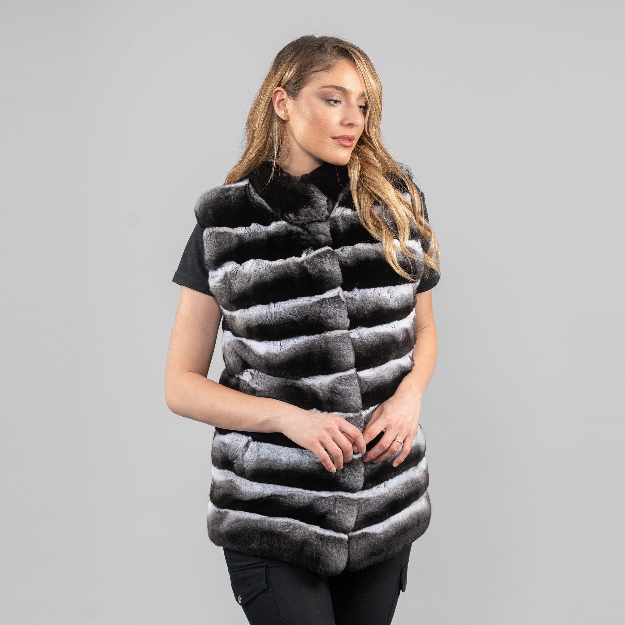 Gray chinchilla fur vest