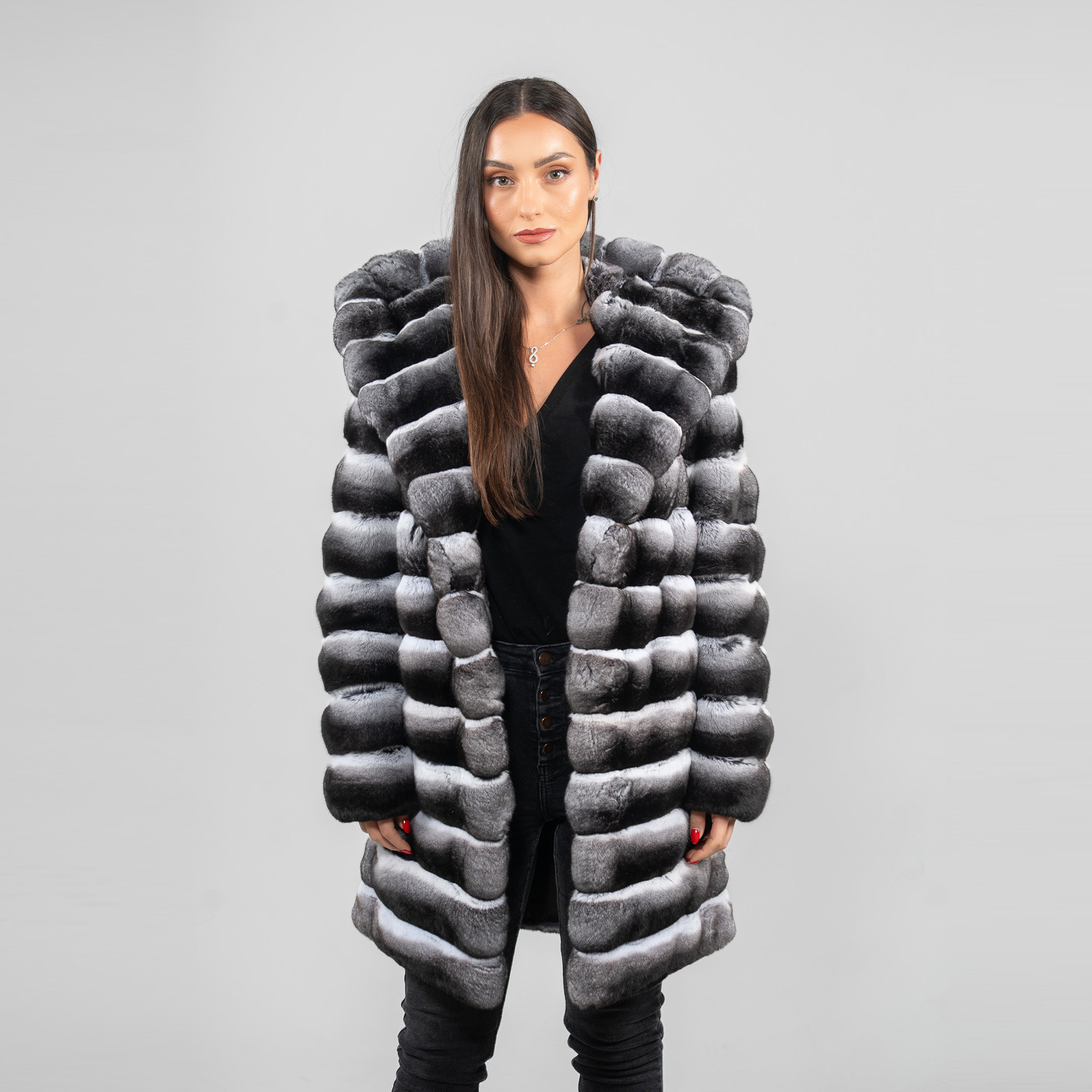 gray chinchilla fur coat