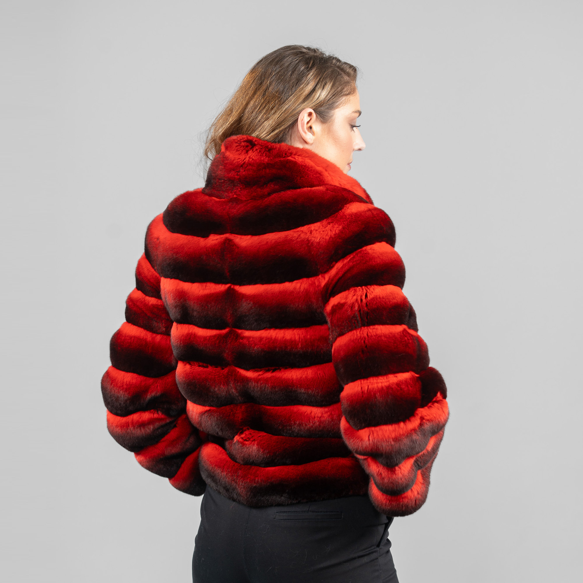 Red chinchilla fur jacket