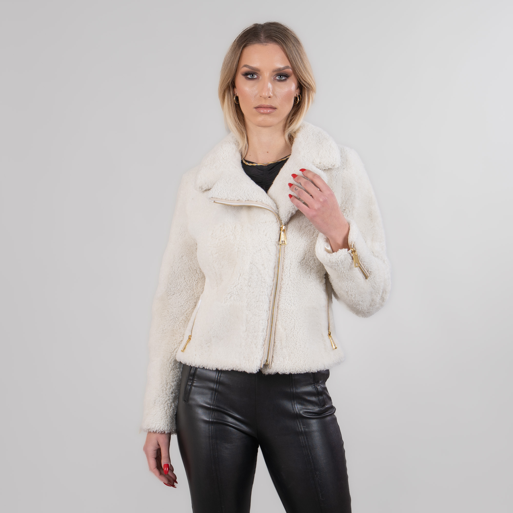 Sheep fur jacket in white color