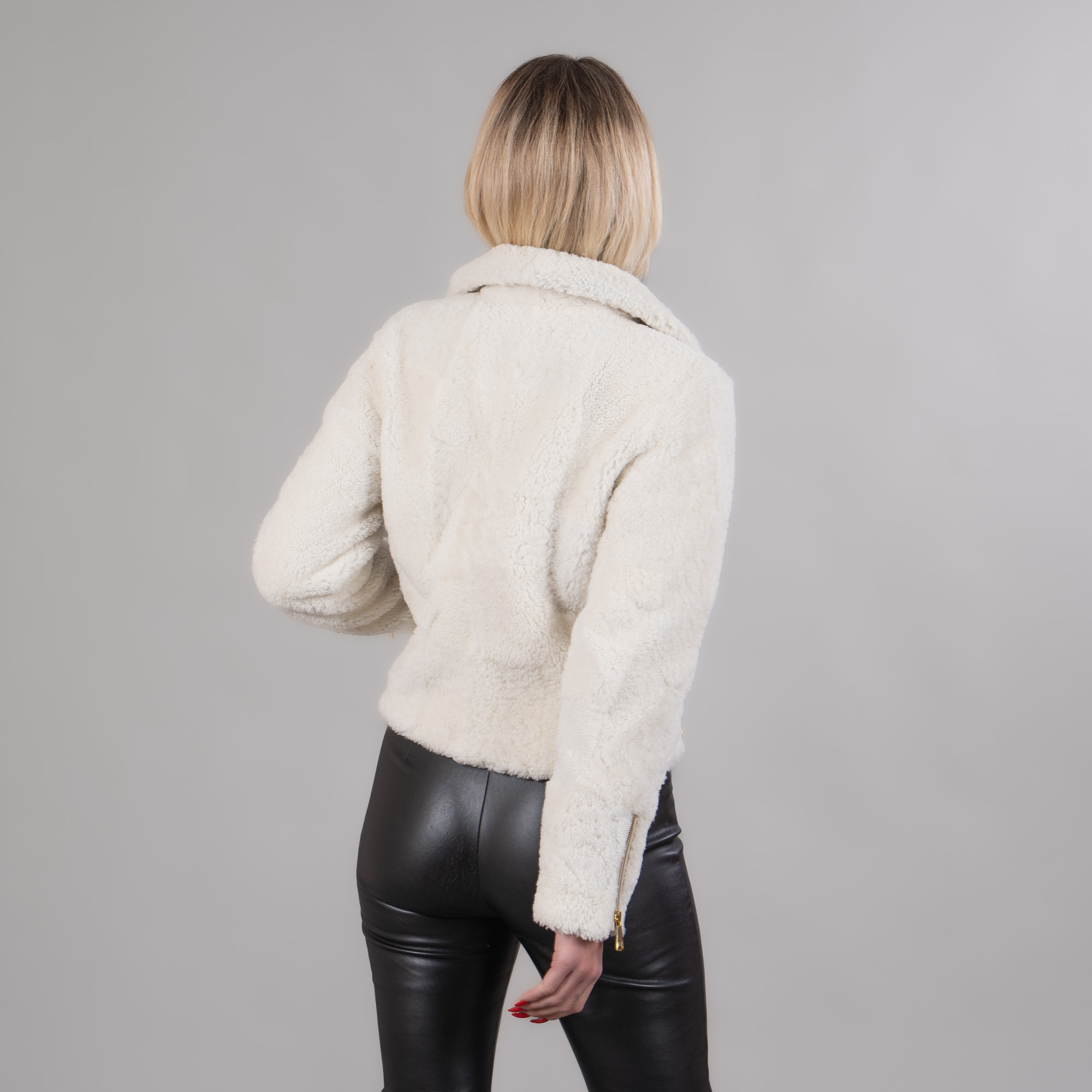 Sheep fur jacket in white color