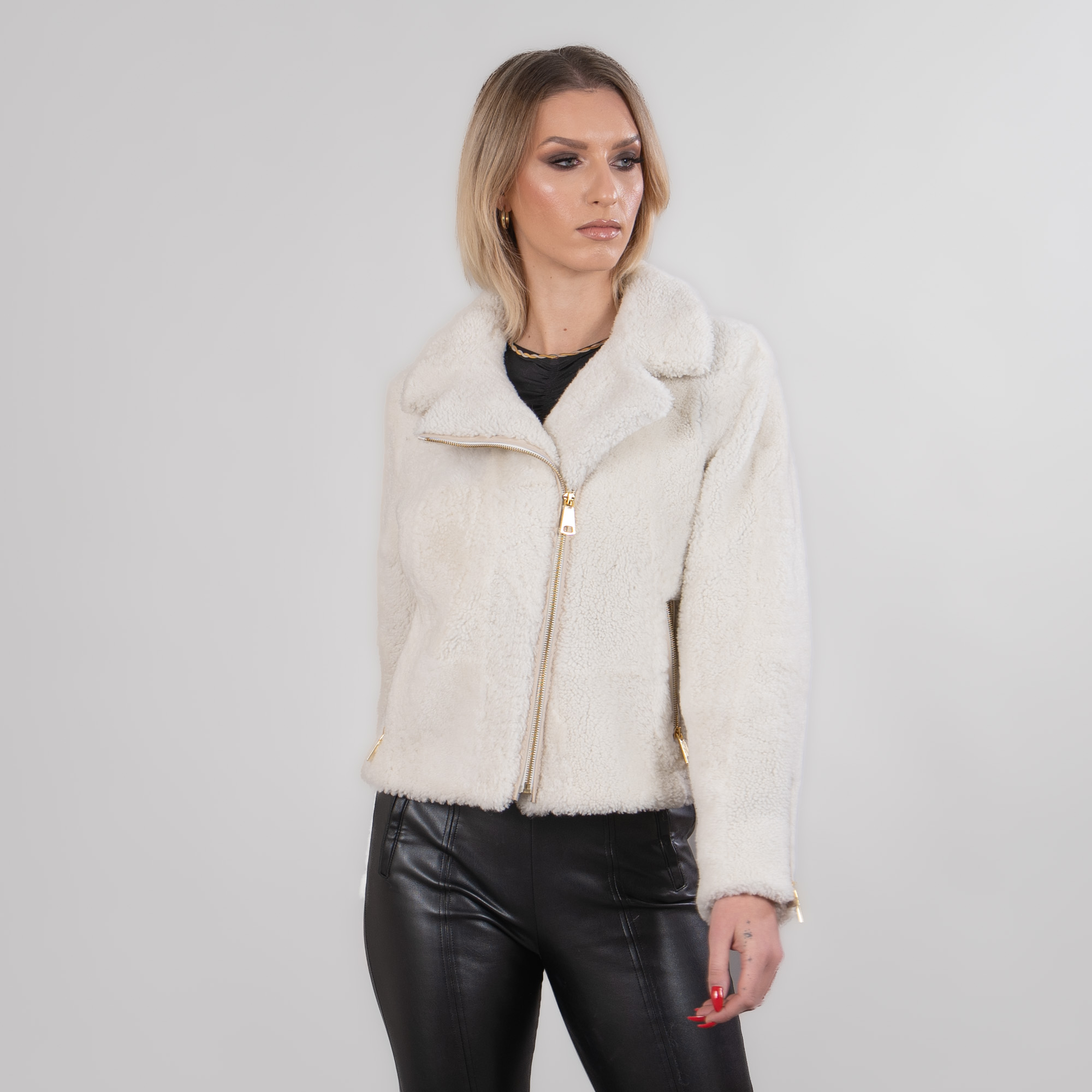 Sheep fur jacket in white color