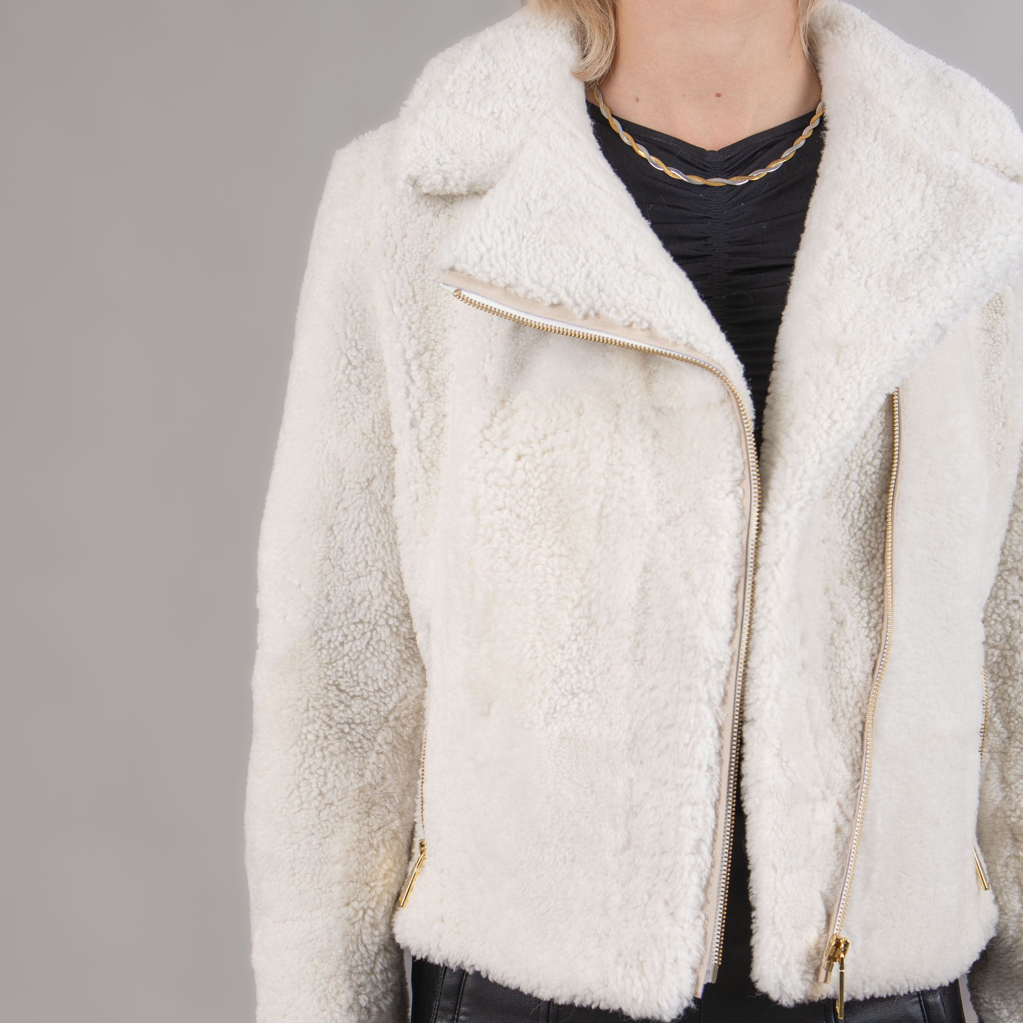 Sheep fur jacket in white color