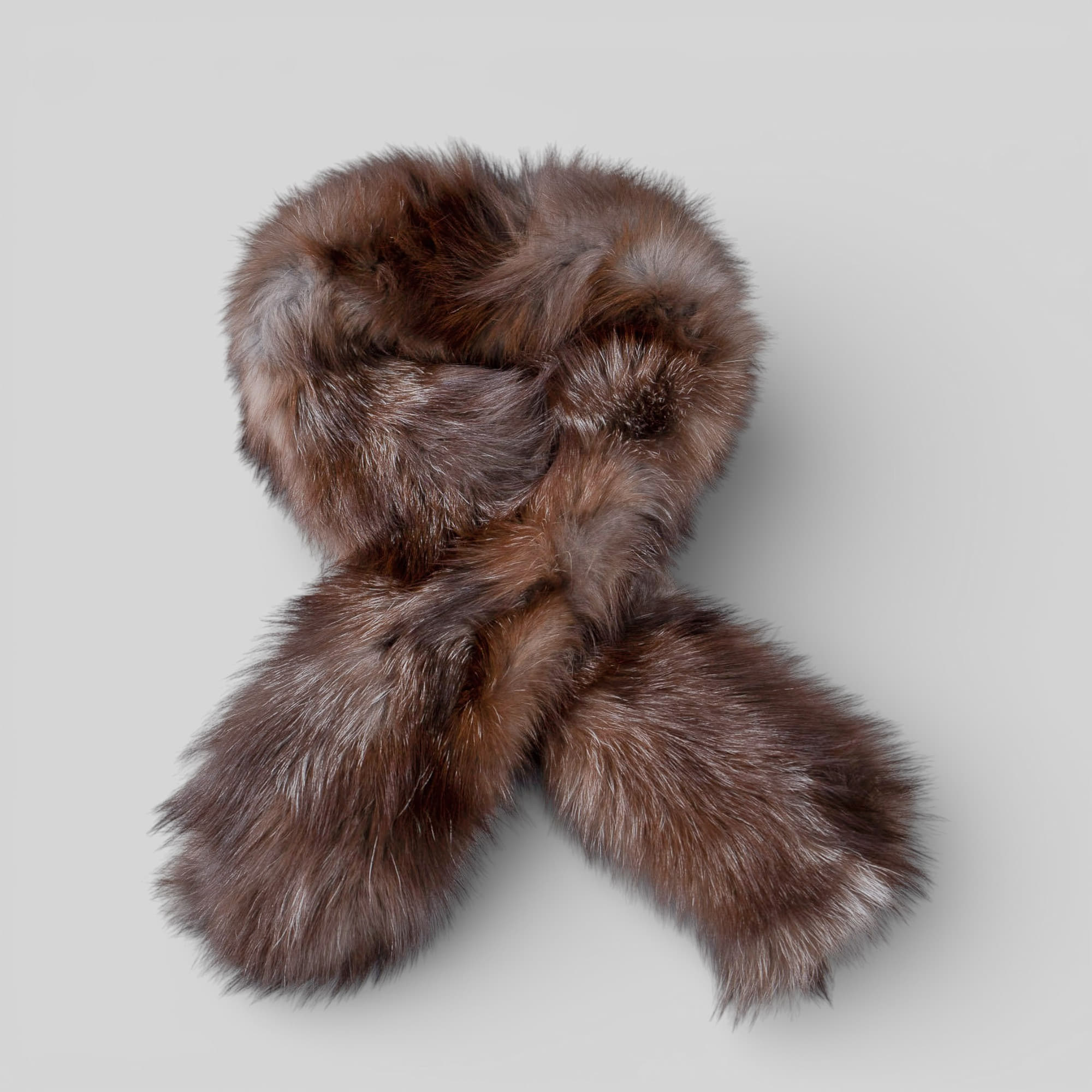 Fox fur scarf in brown color