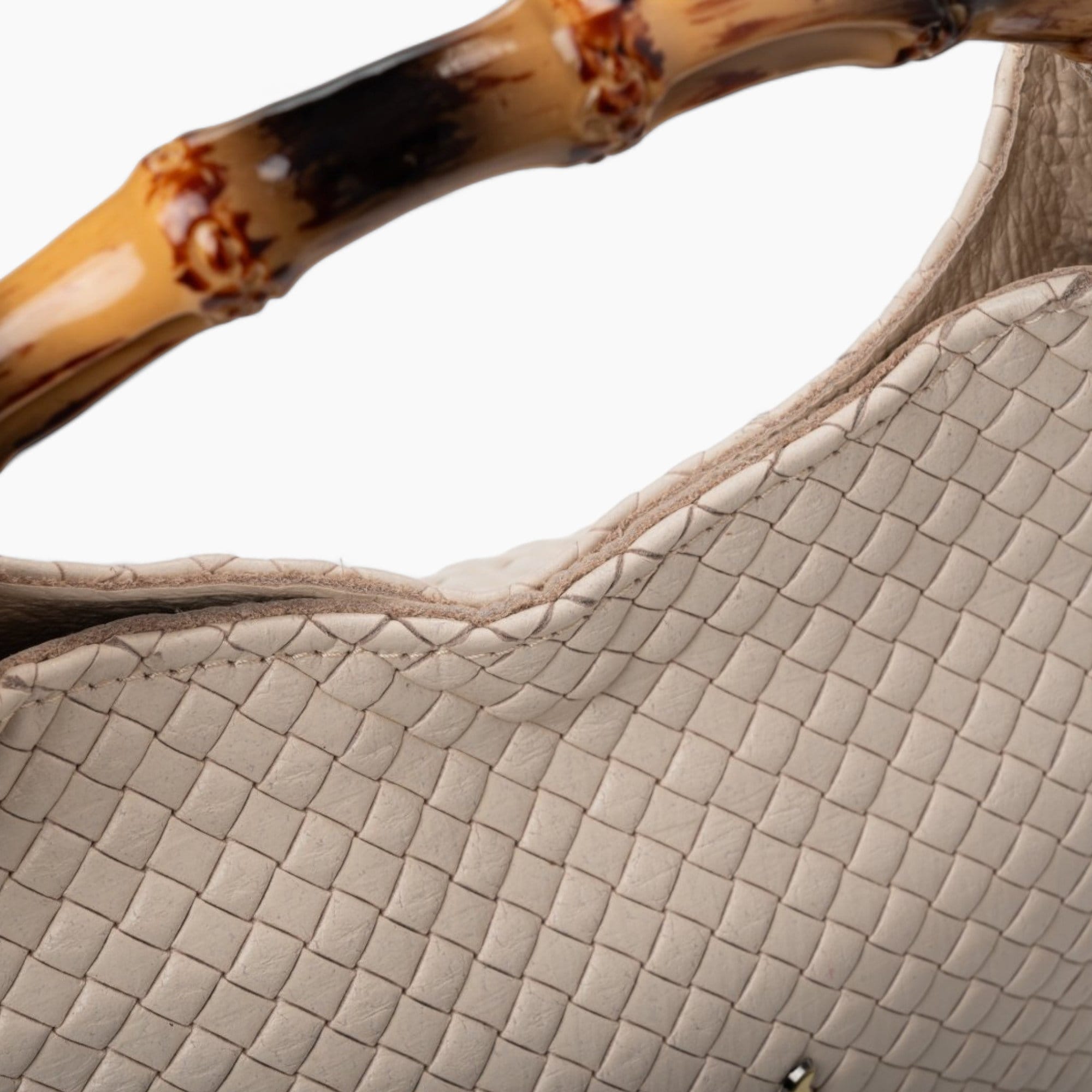 Leather bag with a detachable strap in beige color