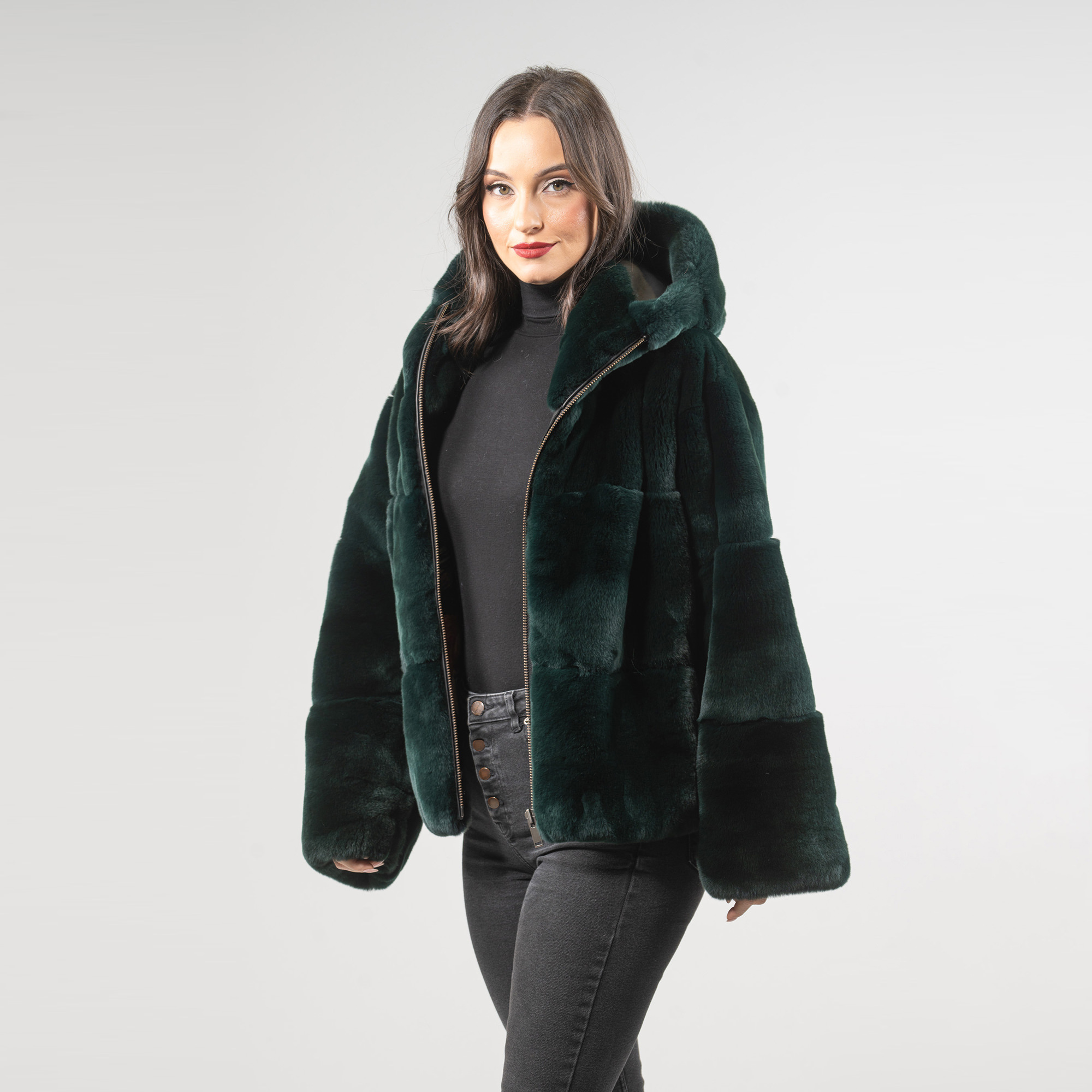 πράσινο γούνινο σακάκι λαγού