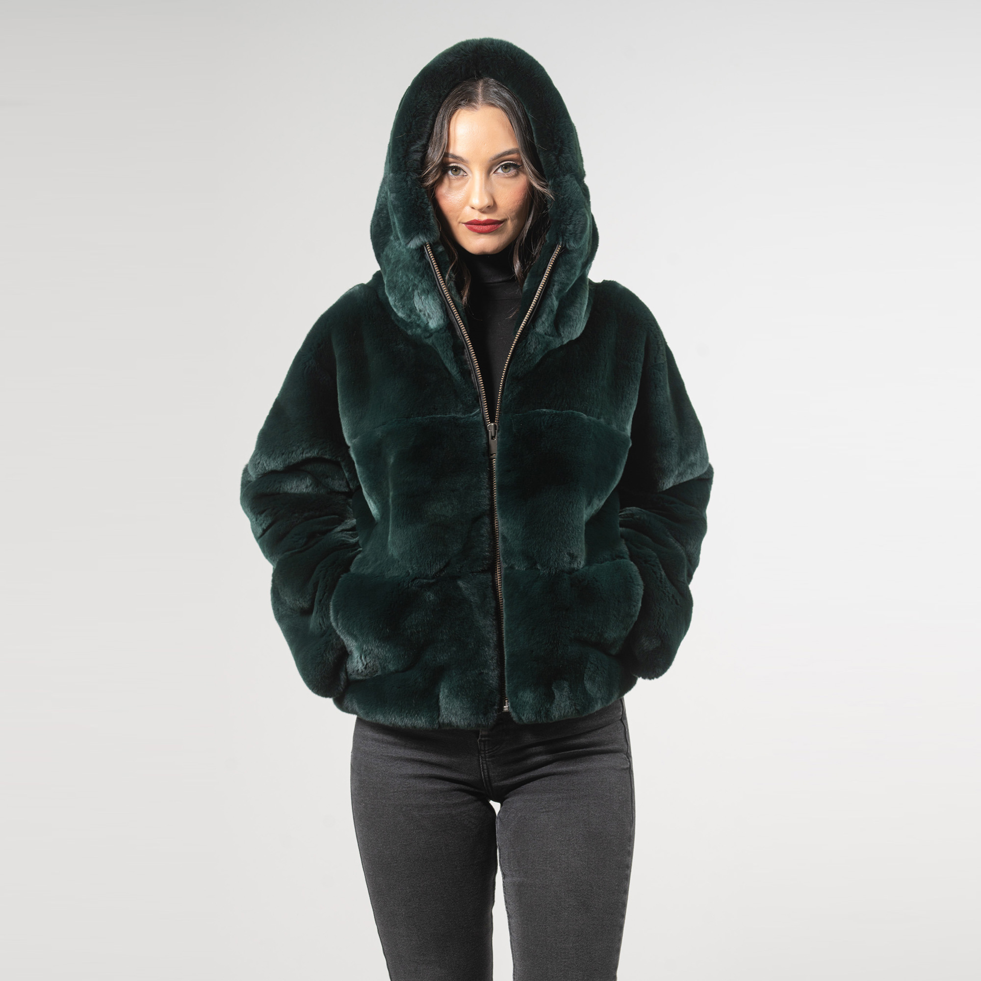 πράσινο γούνινο σακάκι λαγού