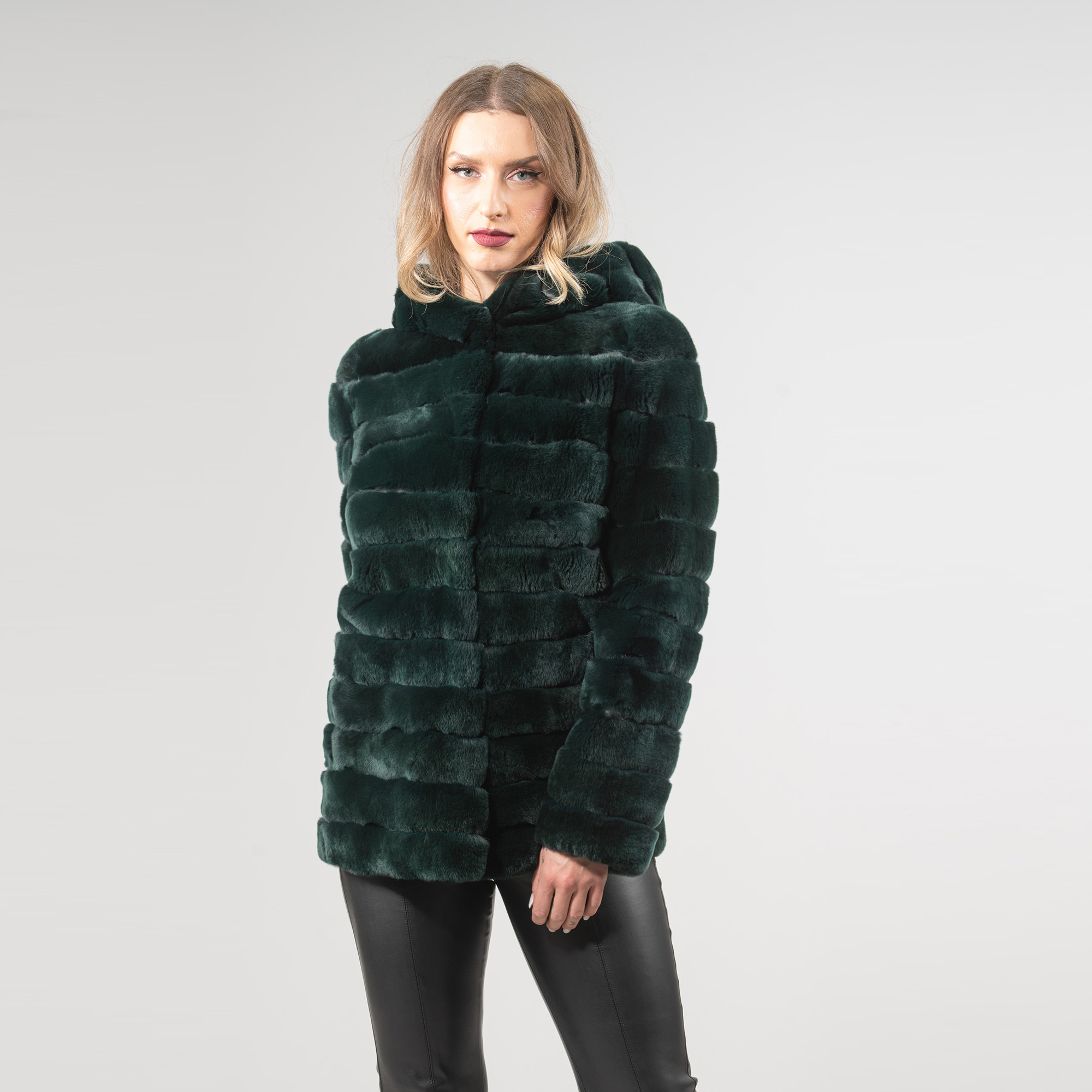 πράσινο γούνινο σακάκι λαγού